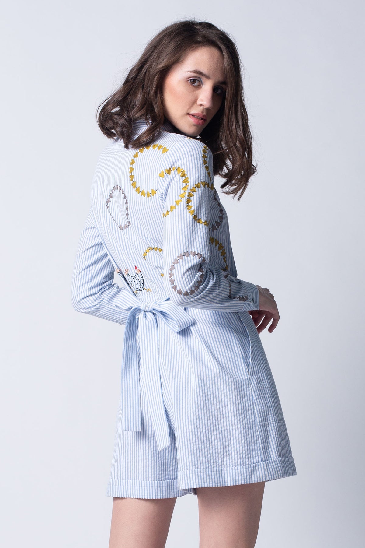 Circled Herts/rooster Playsuit With Belt