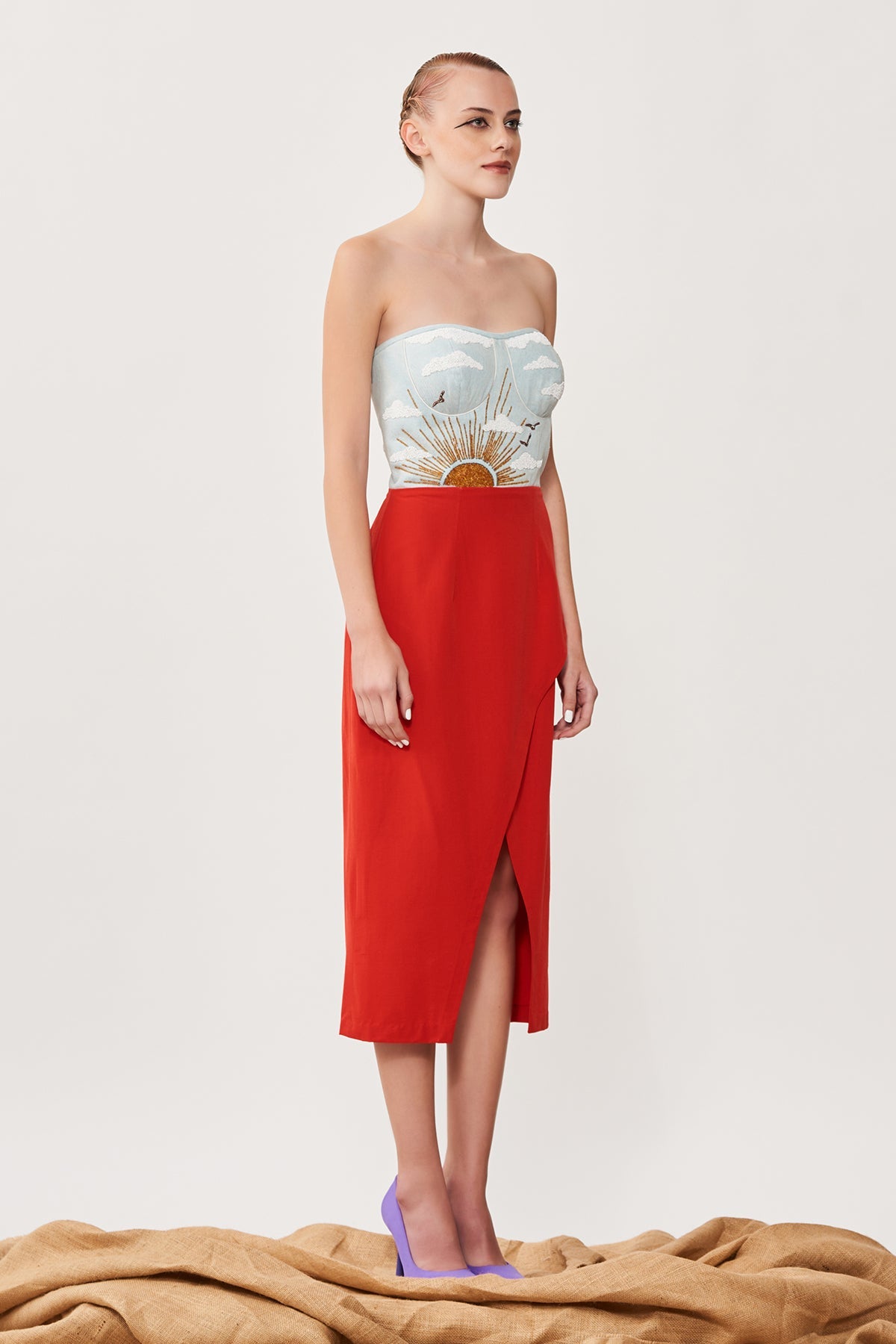 Cloud, Rainbow & Bird Colour Block Dress