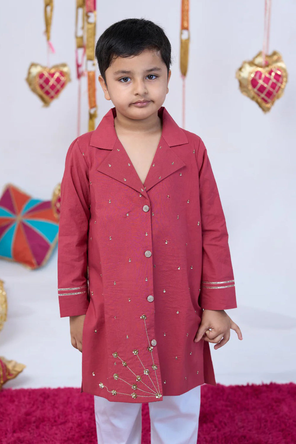 RUST HANDWORK KURTA SET