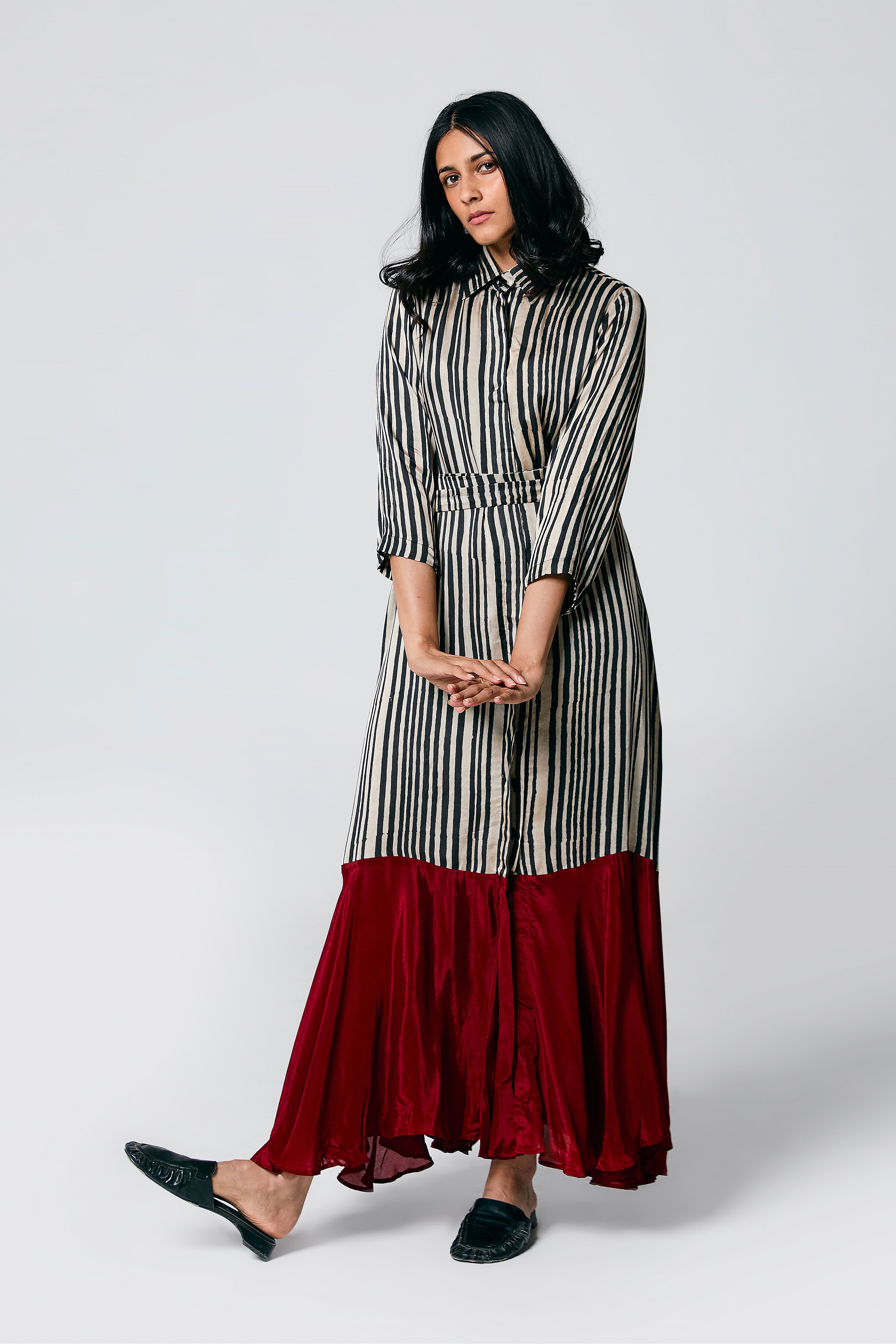 Stripes dress with belt
