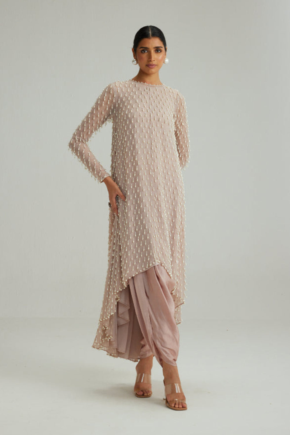 Ash Pink Pearl Drop Kurta set