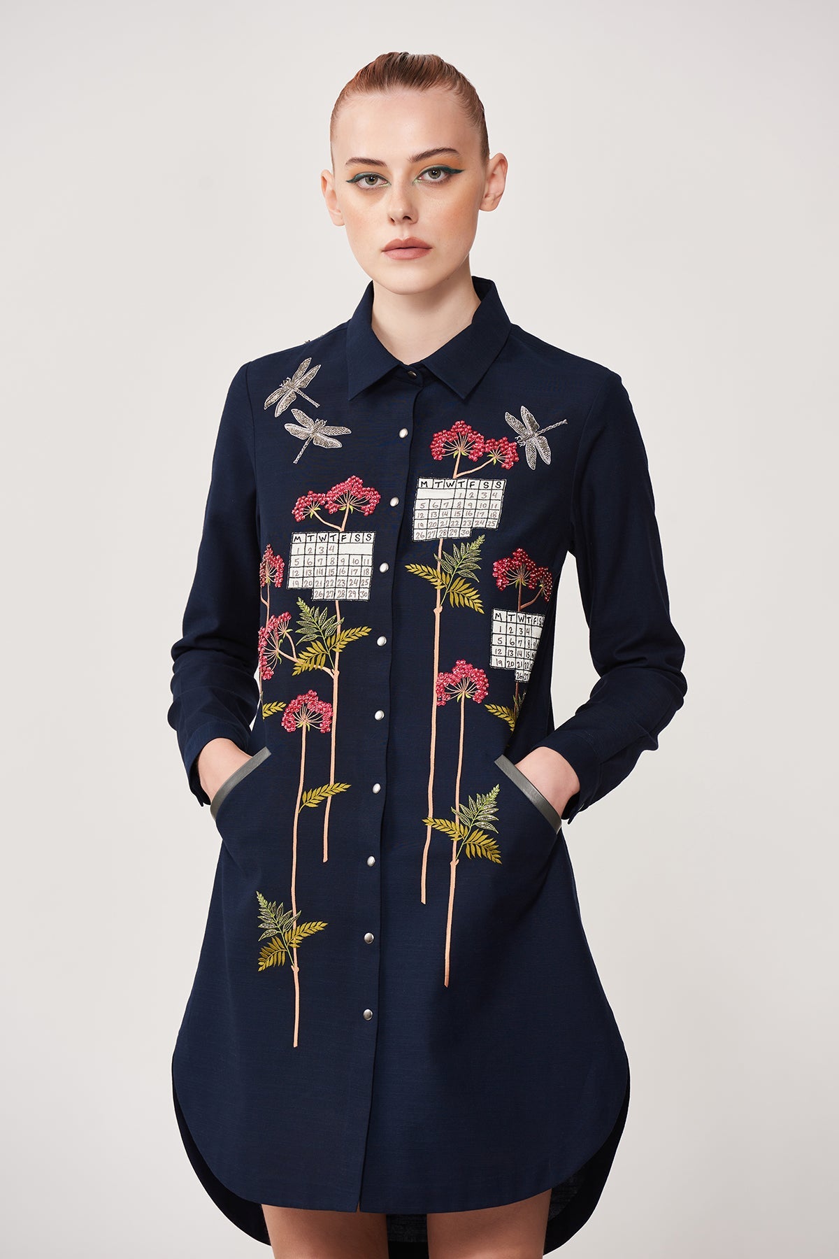 Calender High Low Shirt Dress