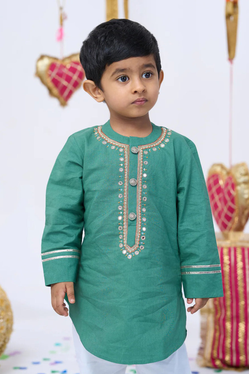 GREEN HANDOWRK KURTA SET  INTRICATE EMBROIDERY