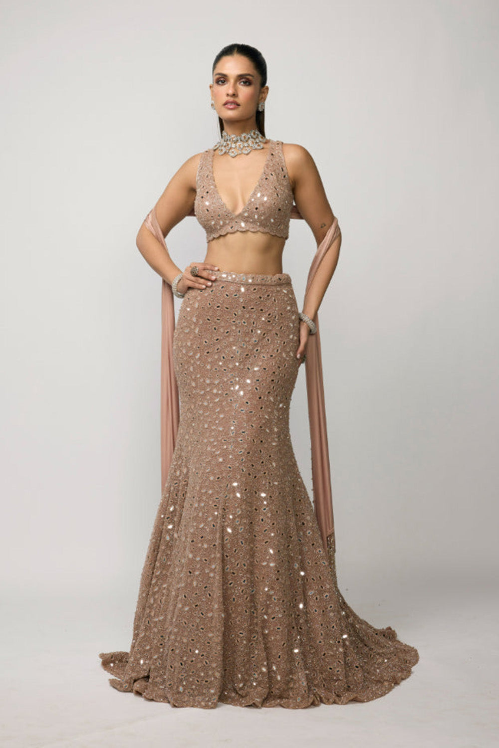 Bronze Ros� Fishcut Lehenga Set