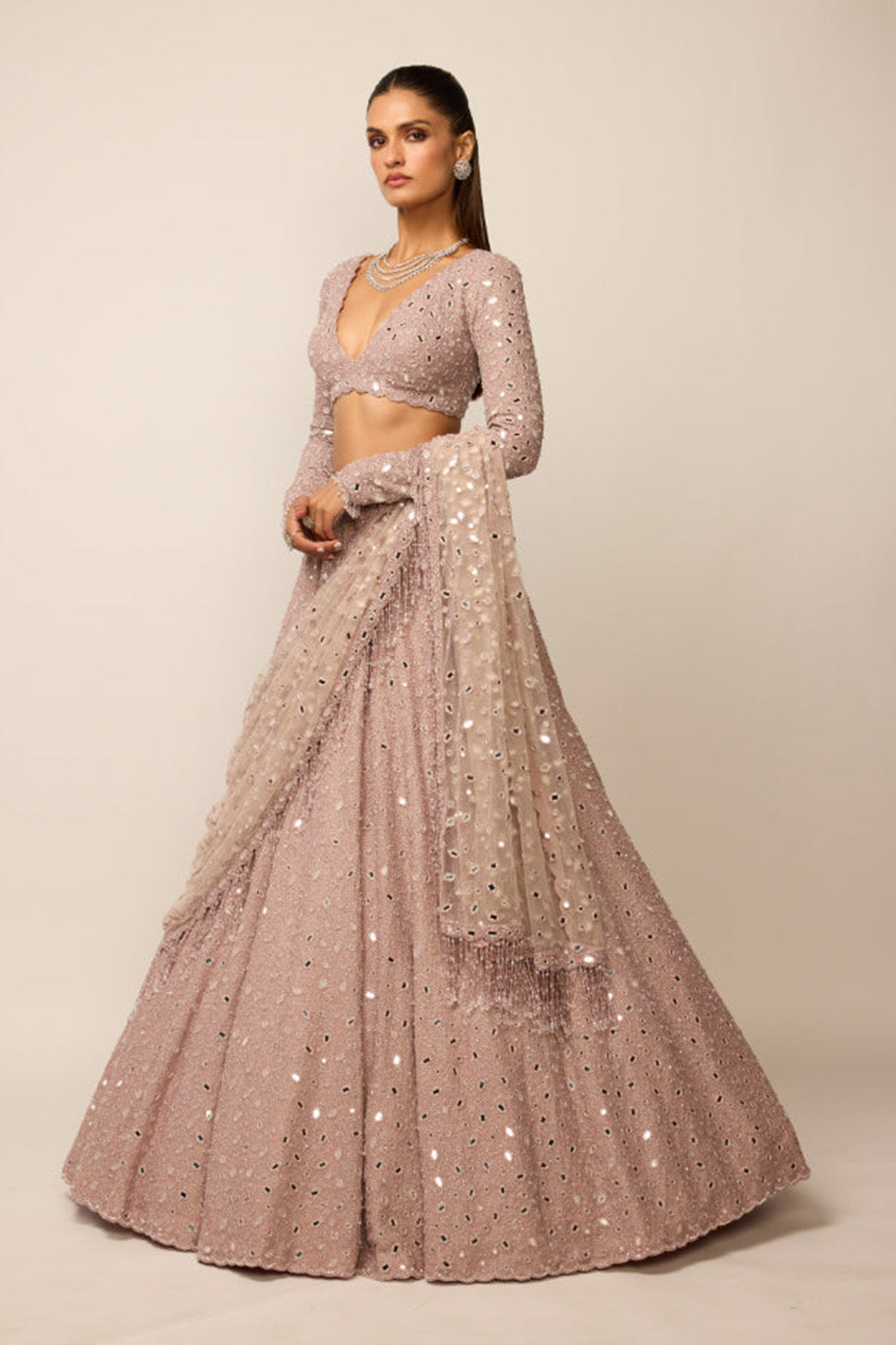 Ash Pink Lehenga Set