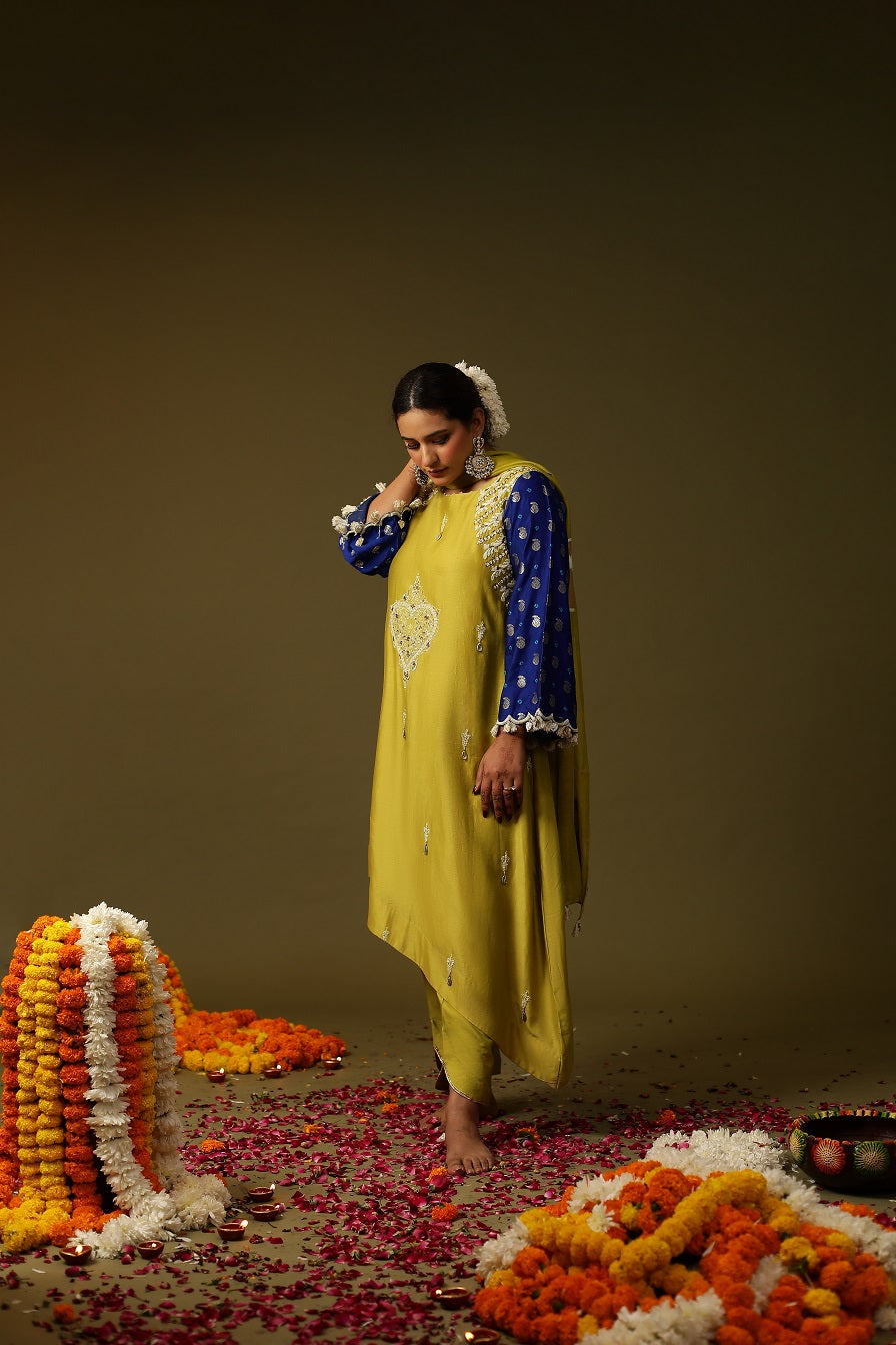 Yellow Handpainted Kurta Set