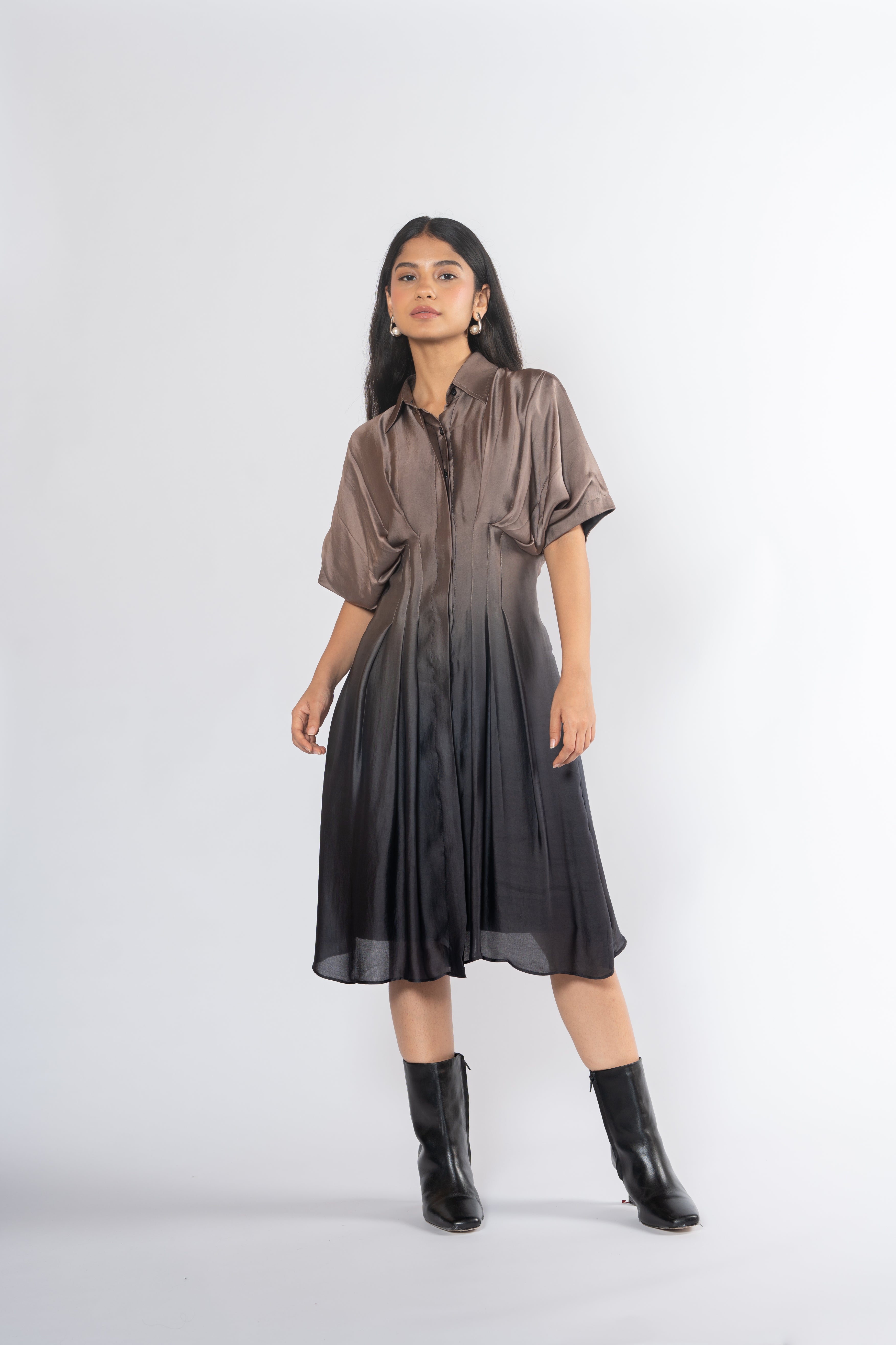 Pleated Shirt Dress