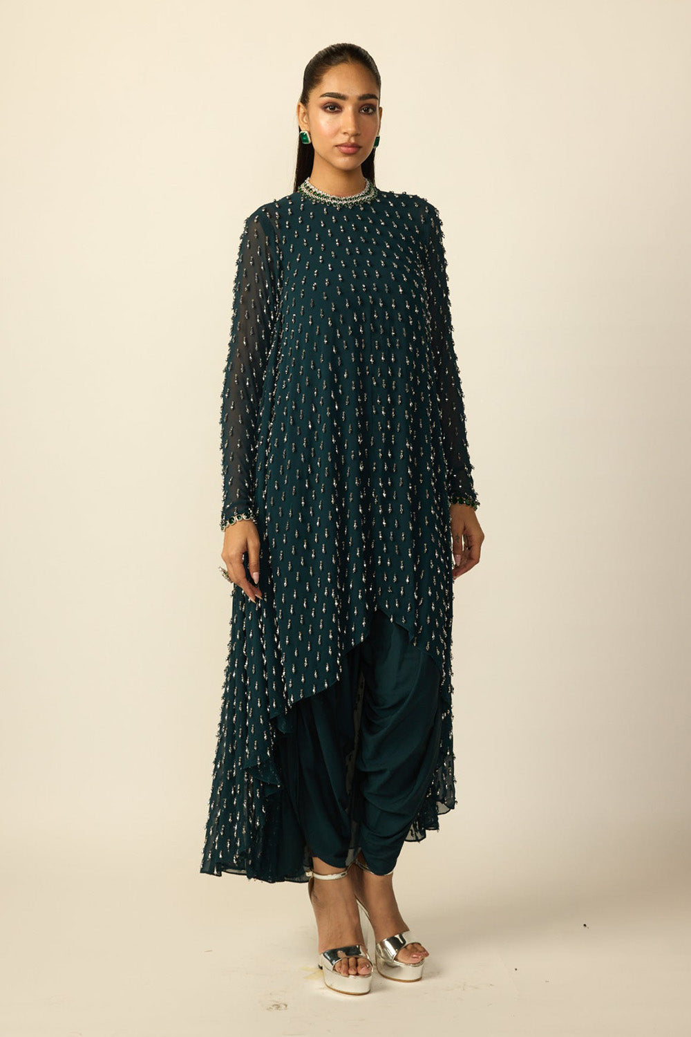 Dark Teal Drop Kurta Set