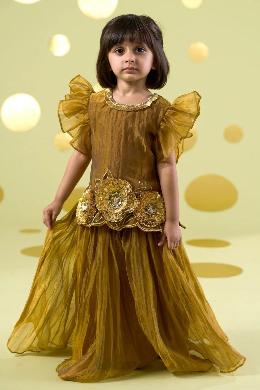 YELLOW GOTA SHARARA SET