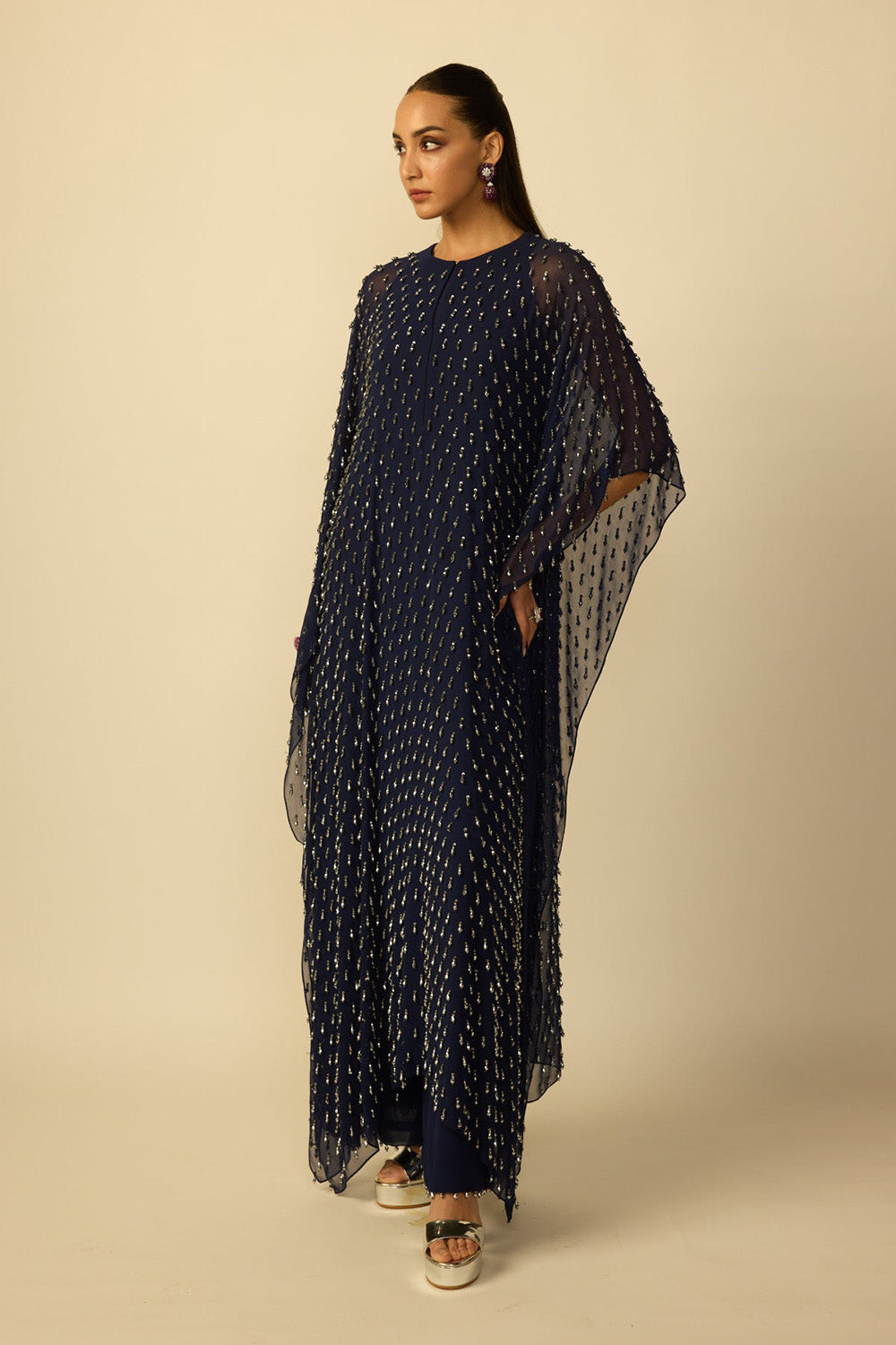 Deep Blue Silver Drop Kaftan