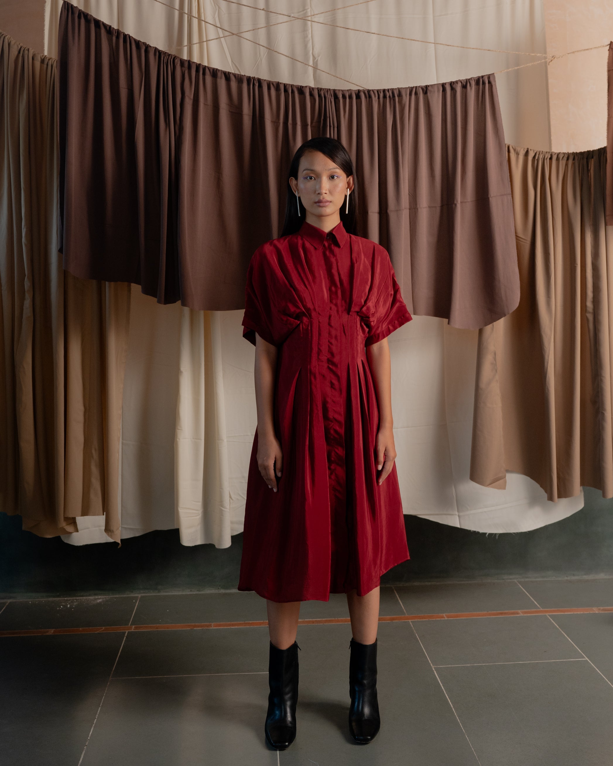 Pleated Shirt Dress