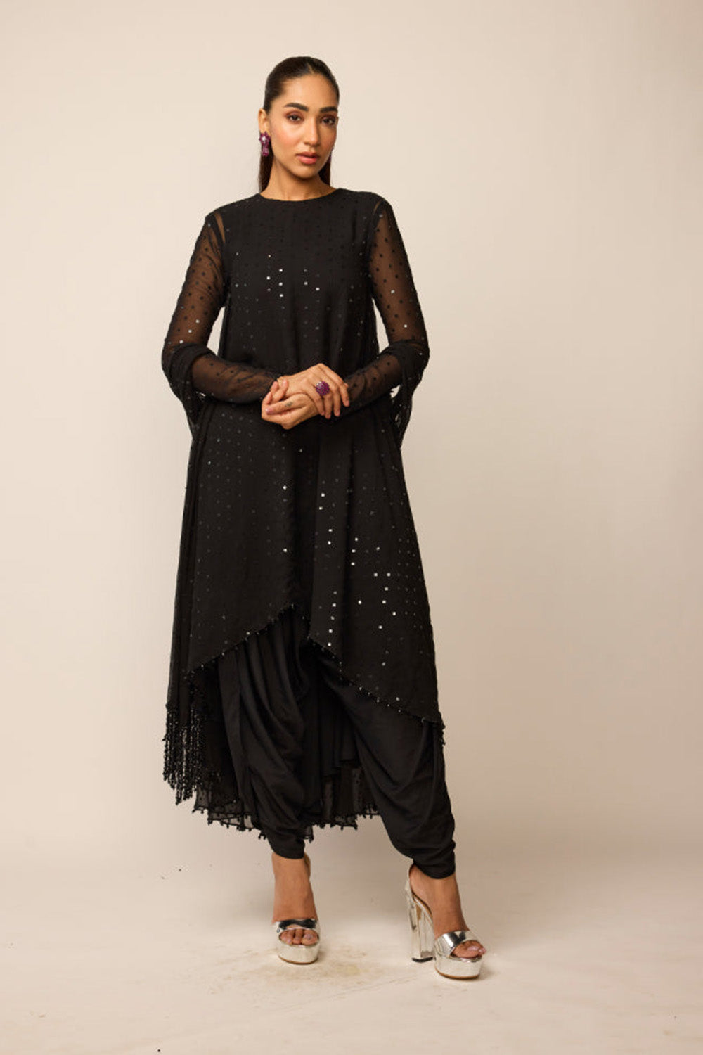 Black Georgette Kurta Set