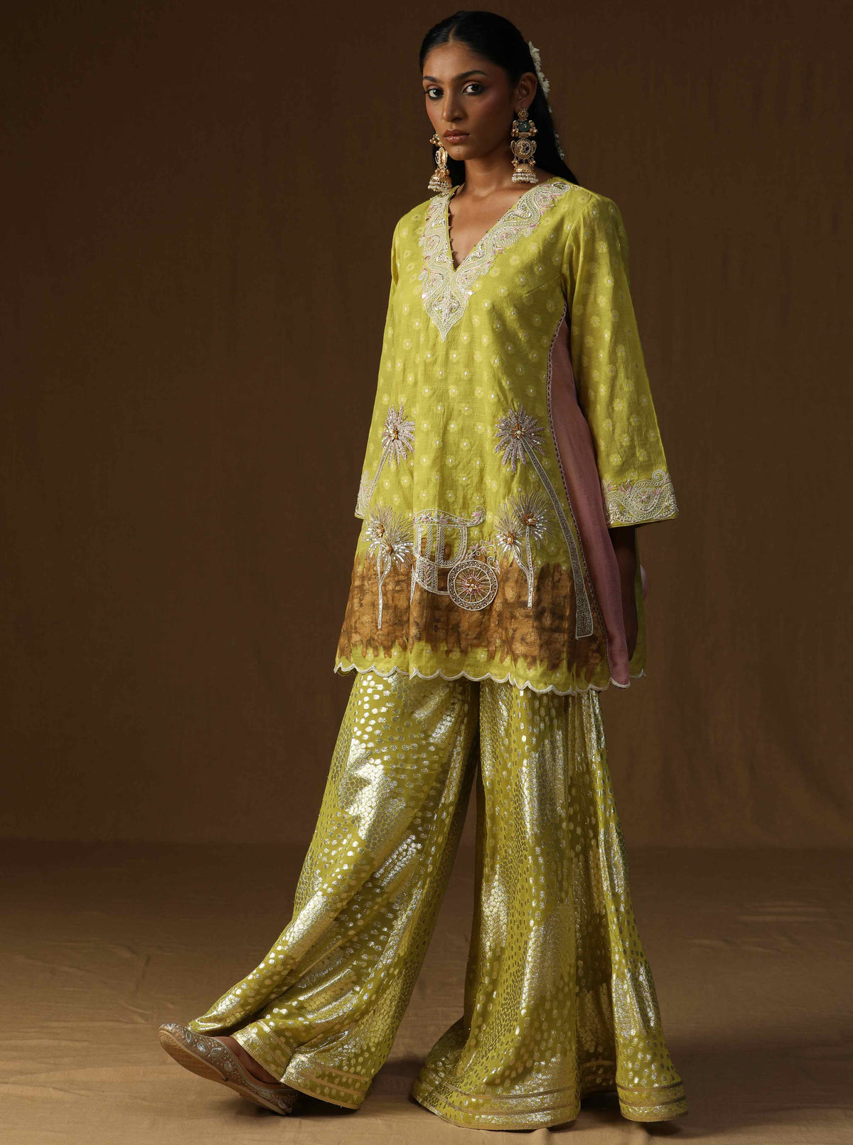 Noor Gul lime  Sharara Set