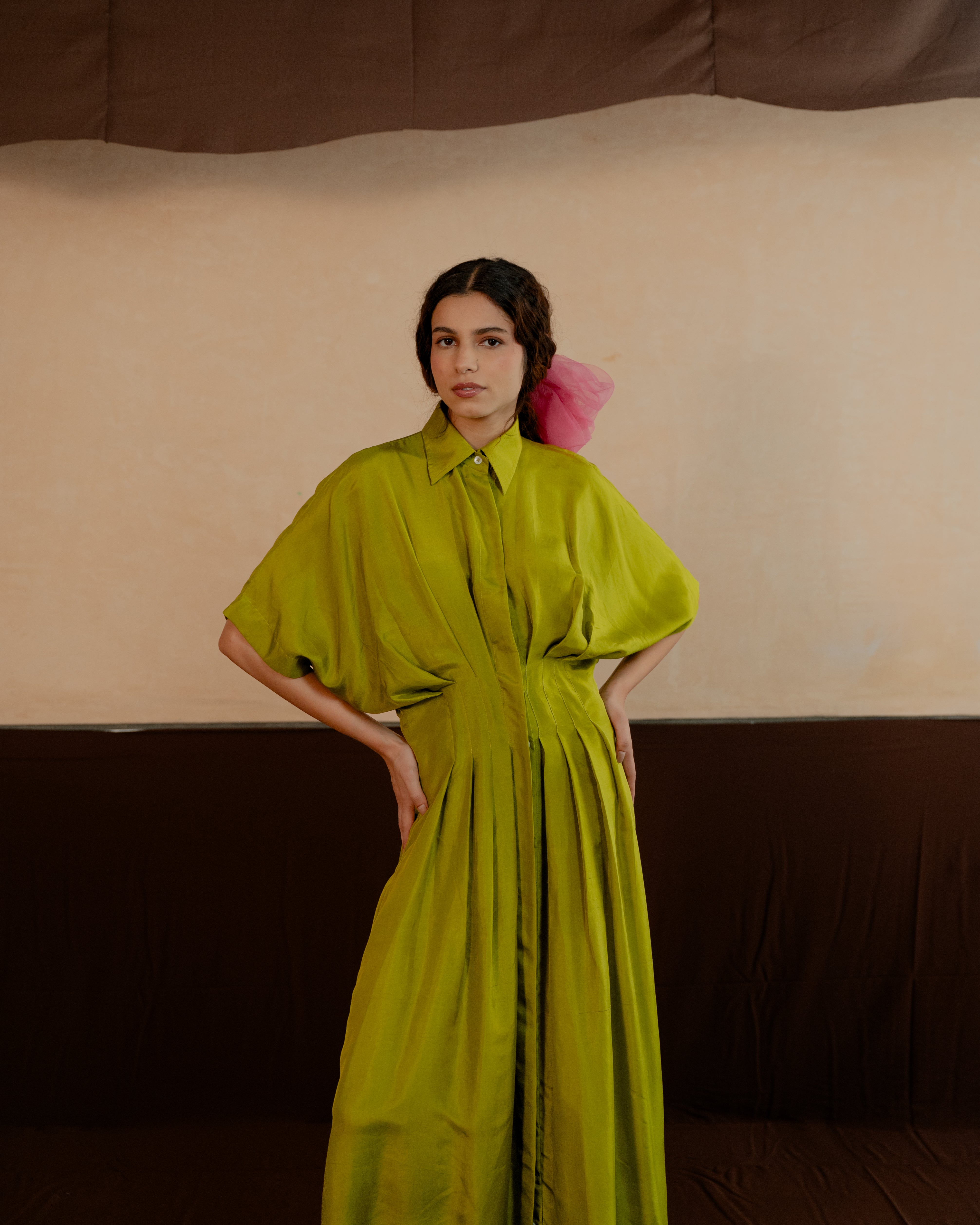 Pleated Shirt Dress