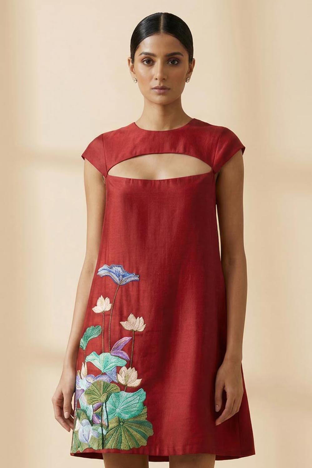 THETAA Sera -Embroidered Chanderi Cotton Dress