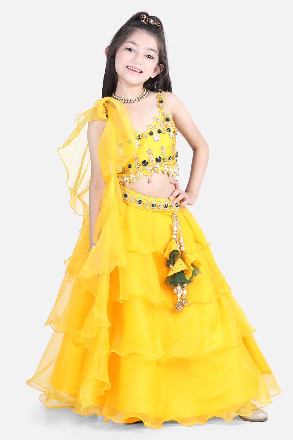 Orgenza Lehnga With Silk Blend Lineing,Prgenza Chunni With Ruffles,Choli With Hand Embroidry.