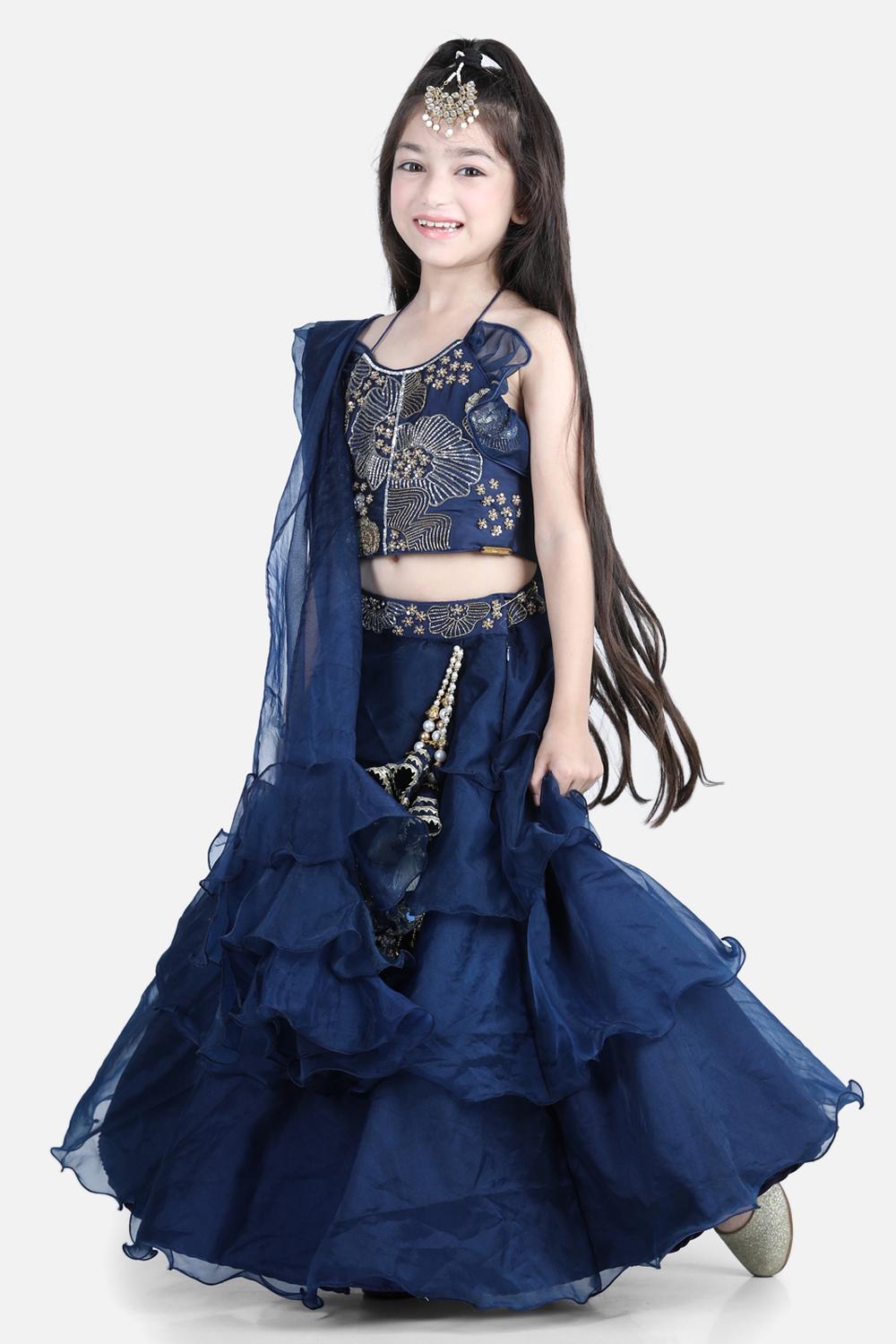 Orgenza Lehnga With Silk Blend Lineing And Handmade Latkansilk Blouse With Handwork Of Sequence And Moti