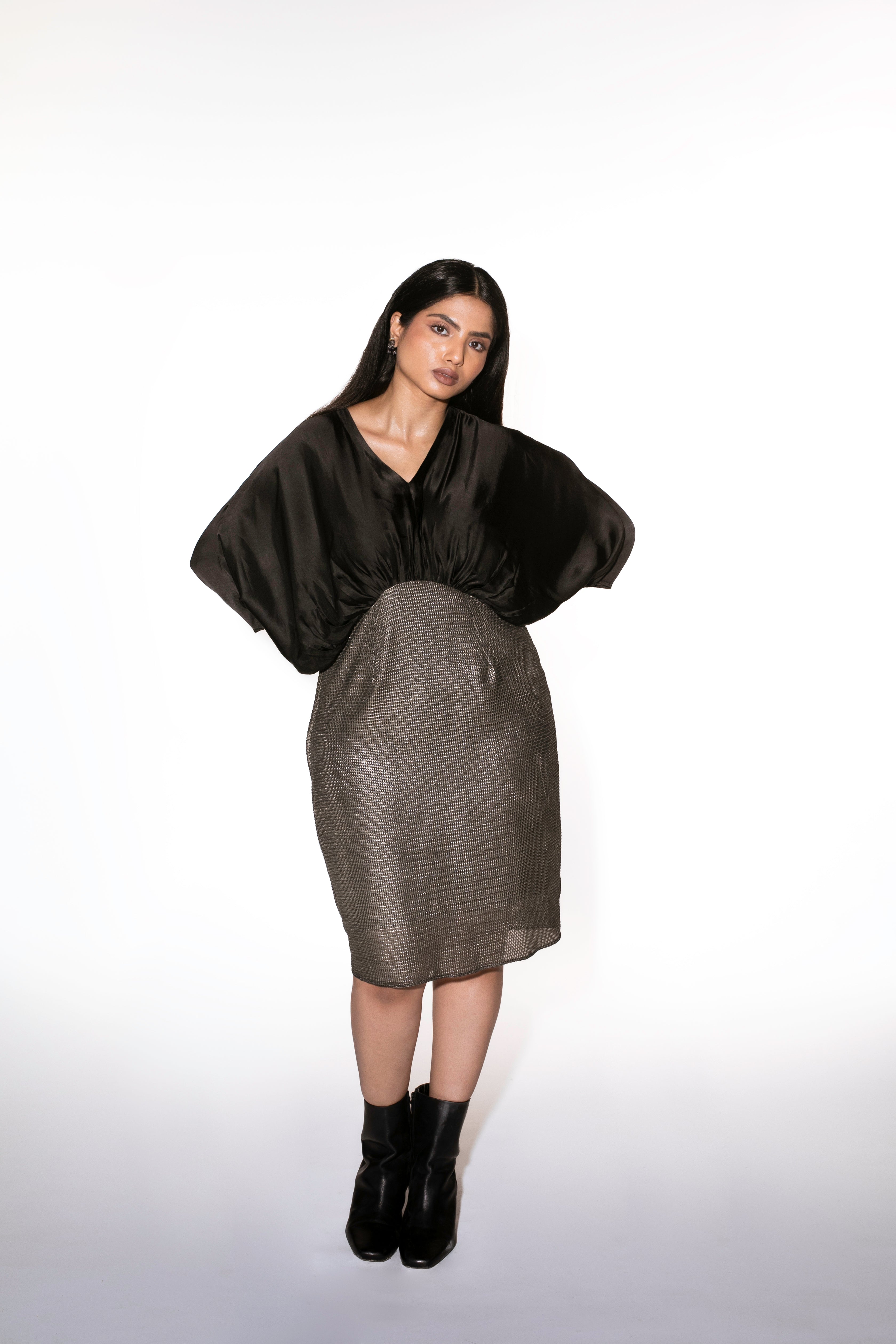 Metallic Gather Dress