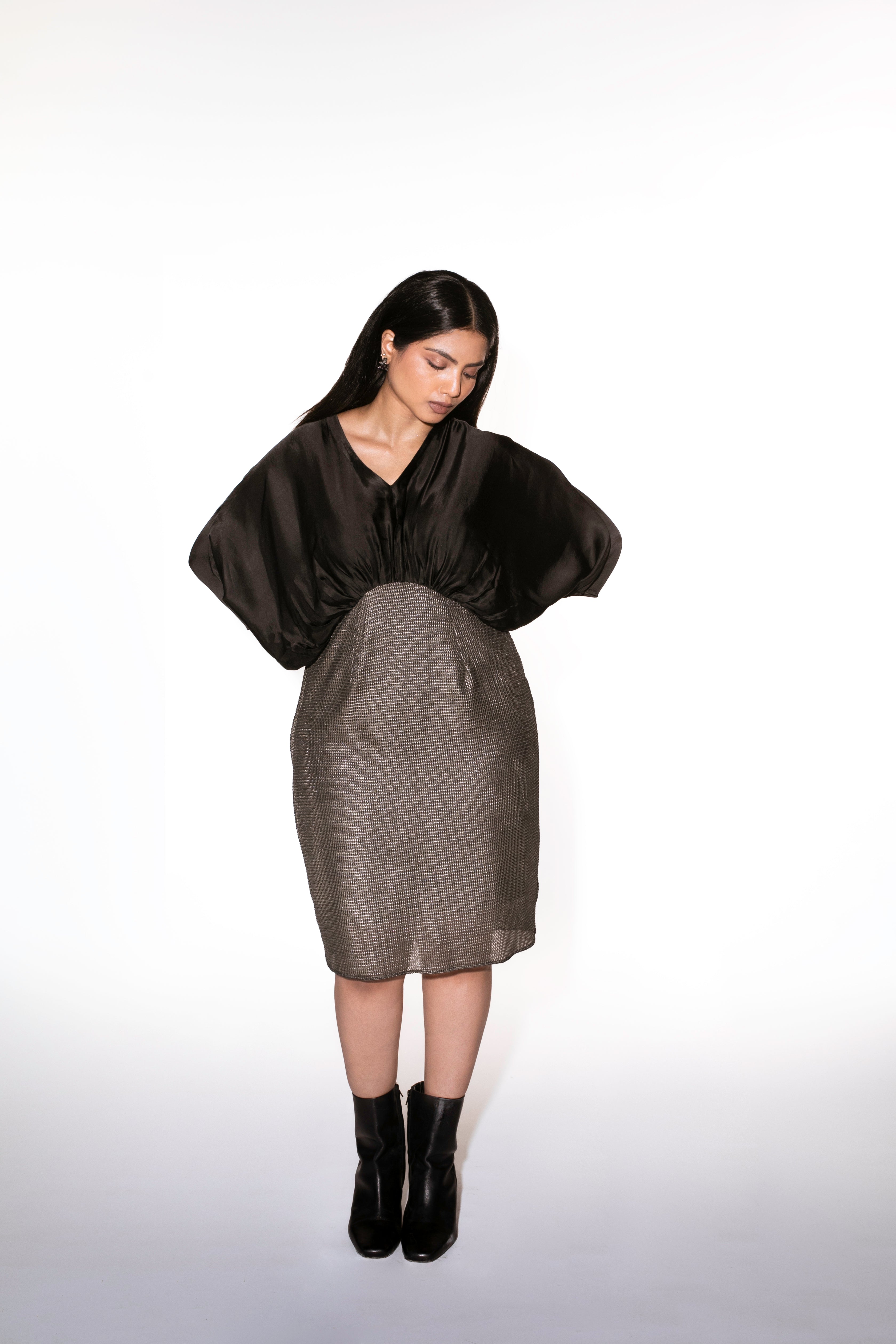 Metallic Gather Dress
