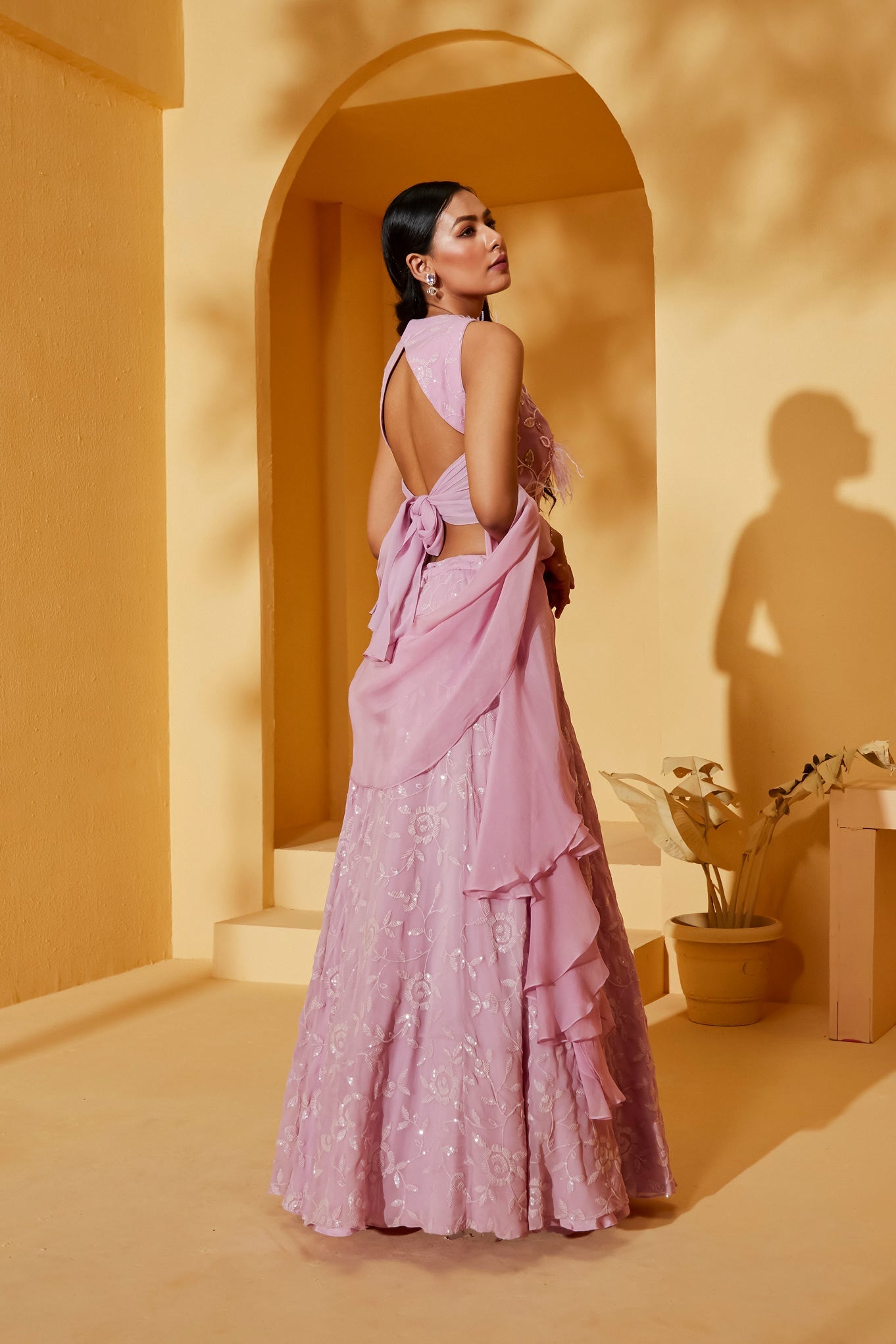 LILAC FEATHER LEHENGA SET