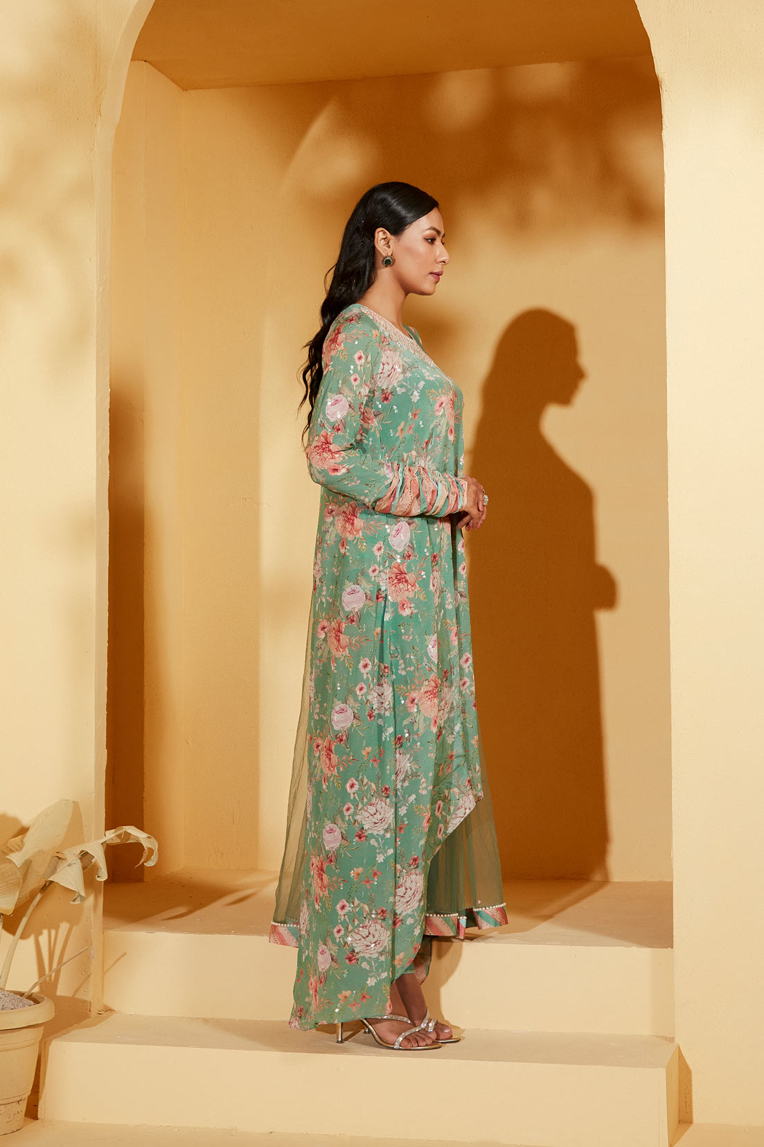 GREEN A LINE SUIT SET