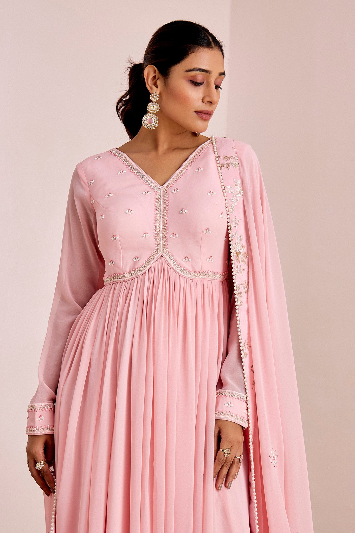 PINK SEQUIN WORK ANARKALI