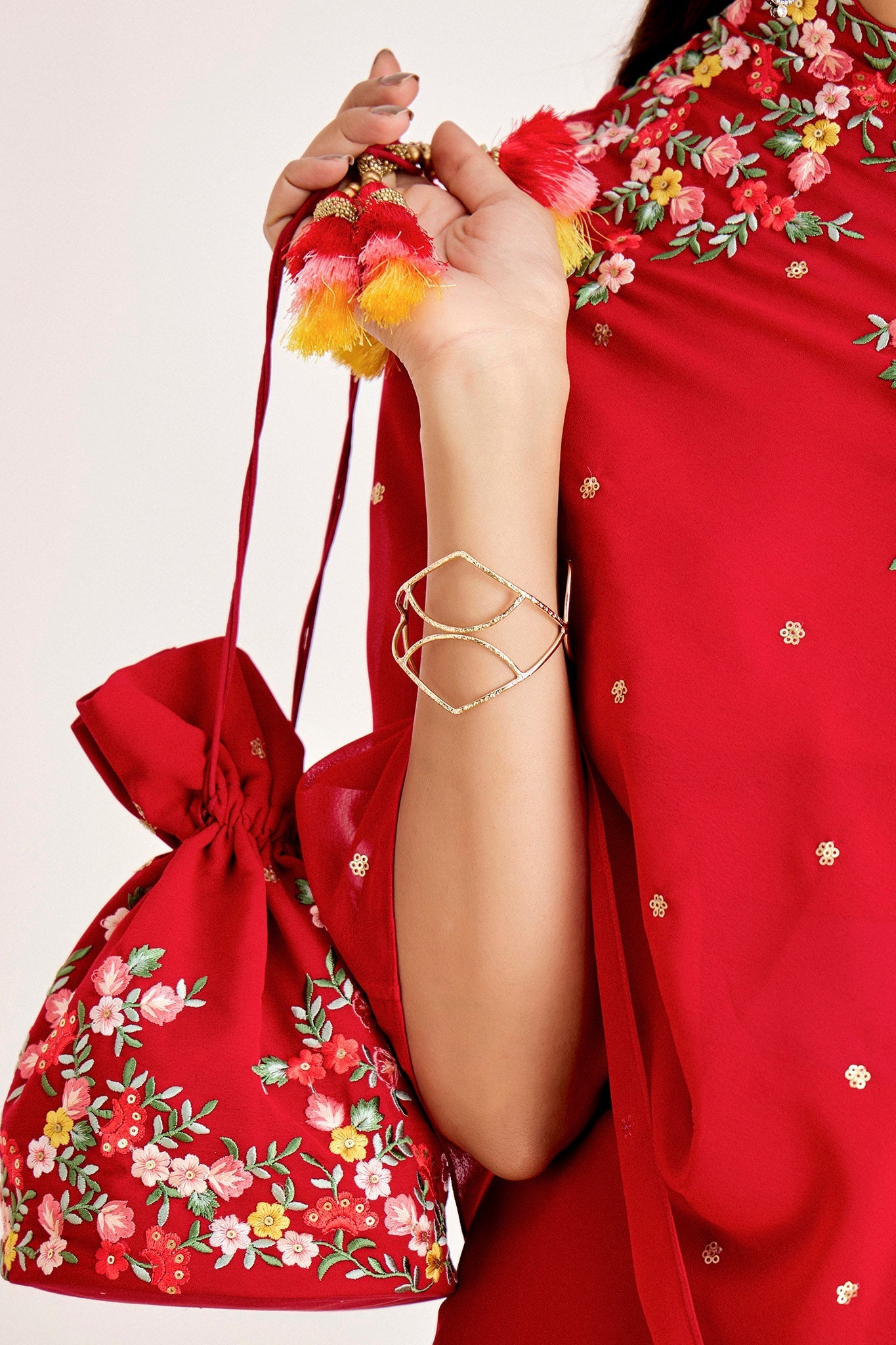 RED ONE SHOULDER COORD SET