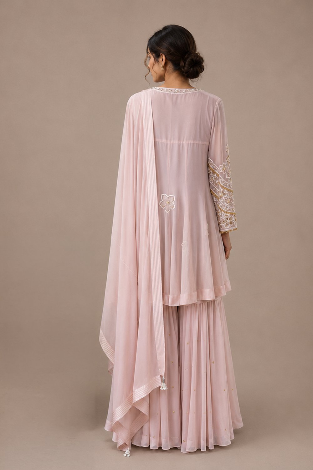 Phool Peplum Short Kurta With Sharara