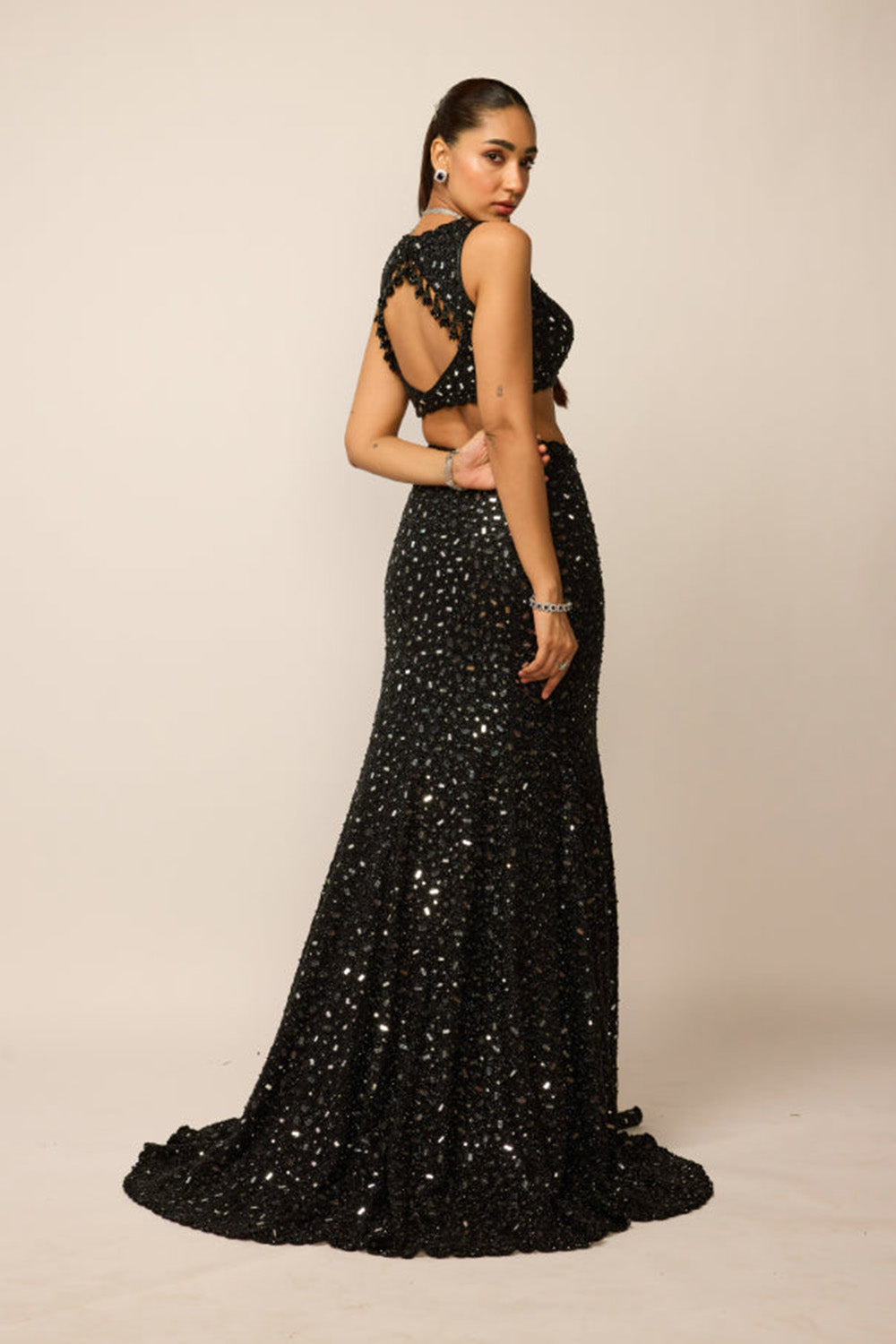 Black Fishcut Lehenga Set