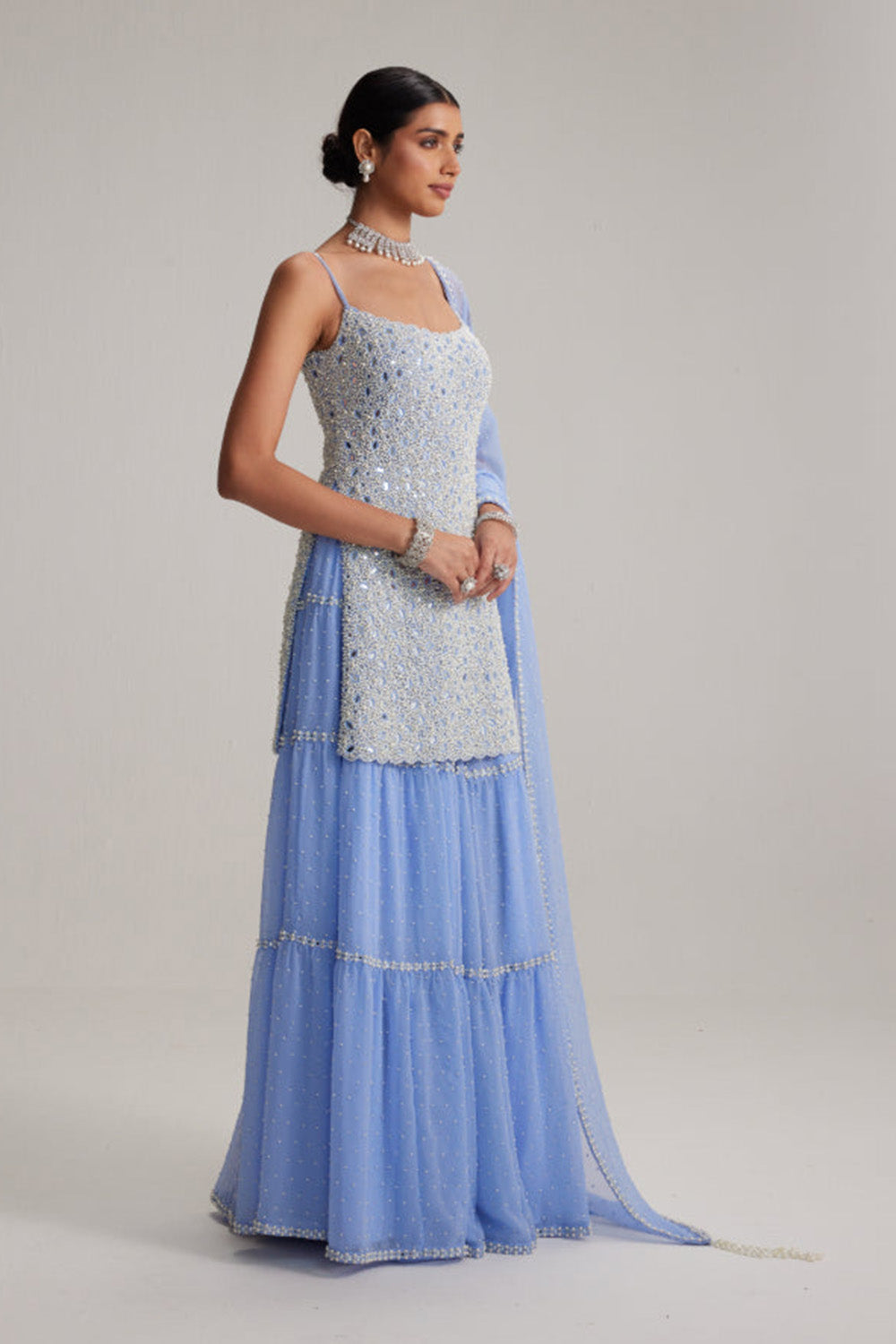 Dew Blue Kurta and Sharara Set