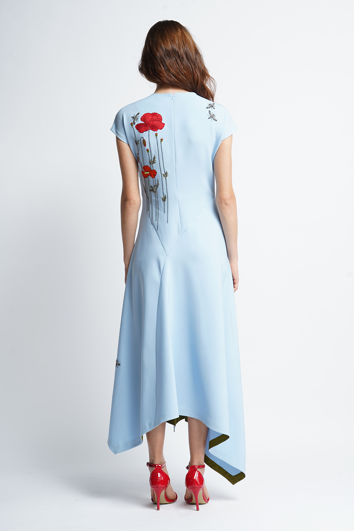 Poppy Garden Panelled Handkerchief Long Dress