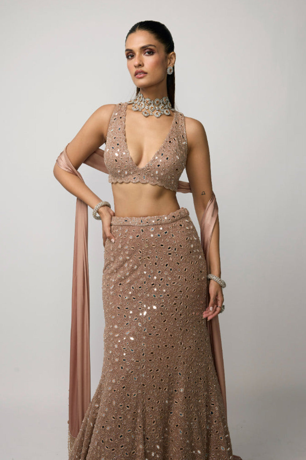 Bronze Ros� Fishcut Lehenga Set