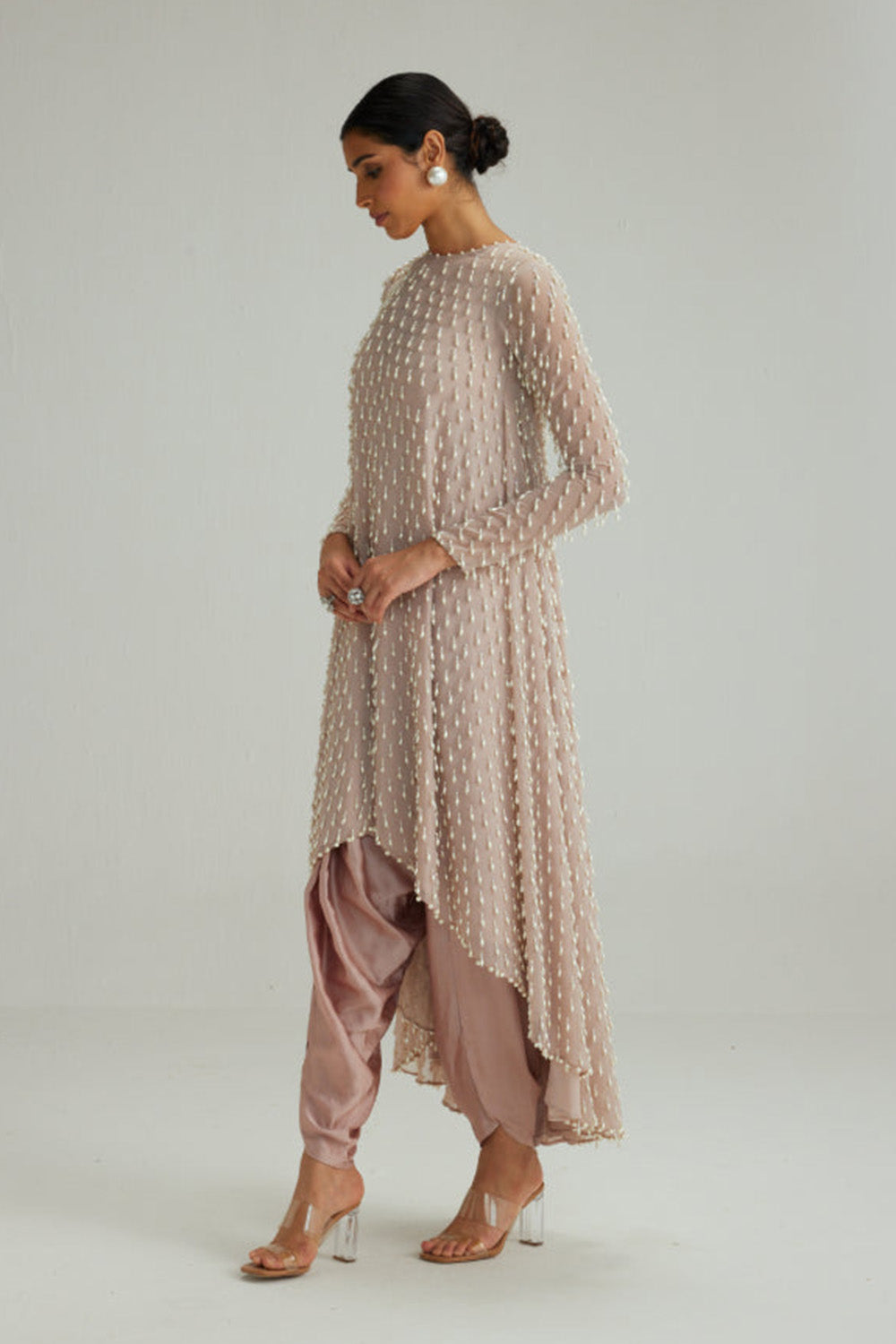 Ash Pink Pearl Drop Kurta set