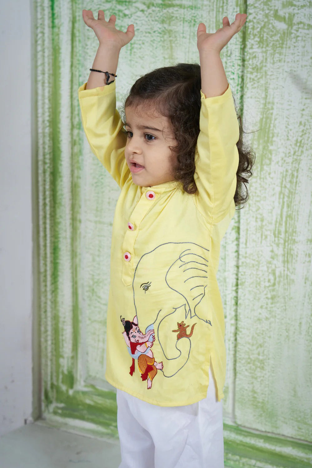YELLOW GANESH KURTA WITH MUSHAK