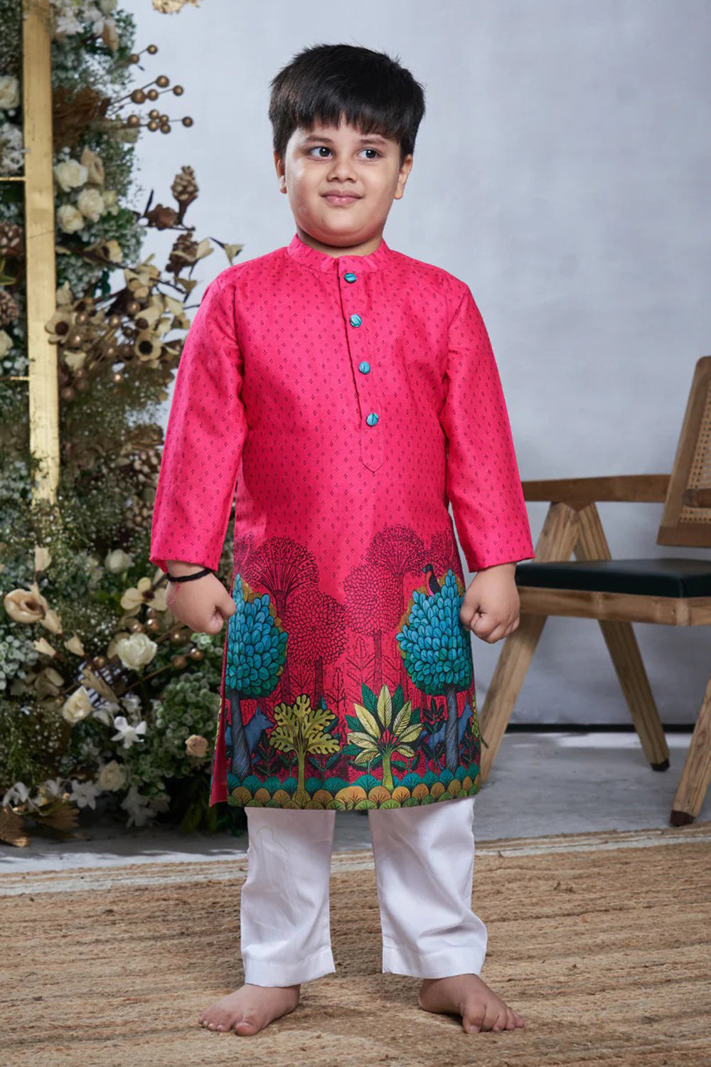 PINK PICHWAI KURTA SET