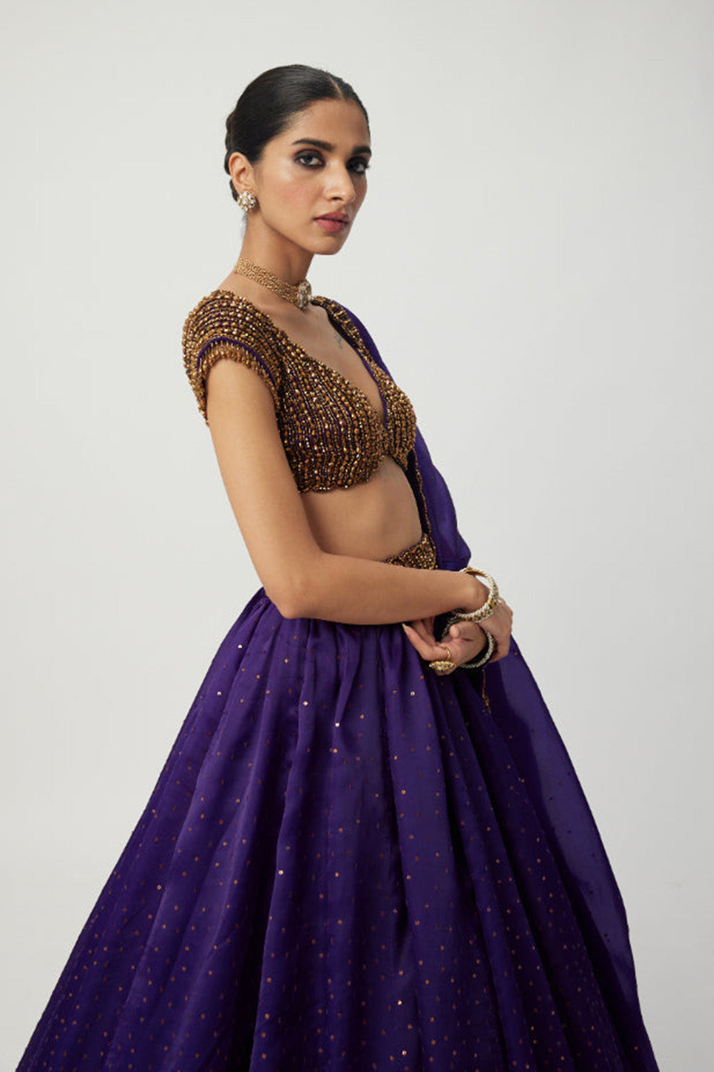 Royalty Purple Sequins Scattered Lehenga Set