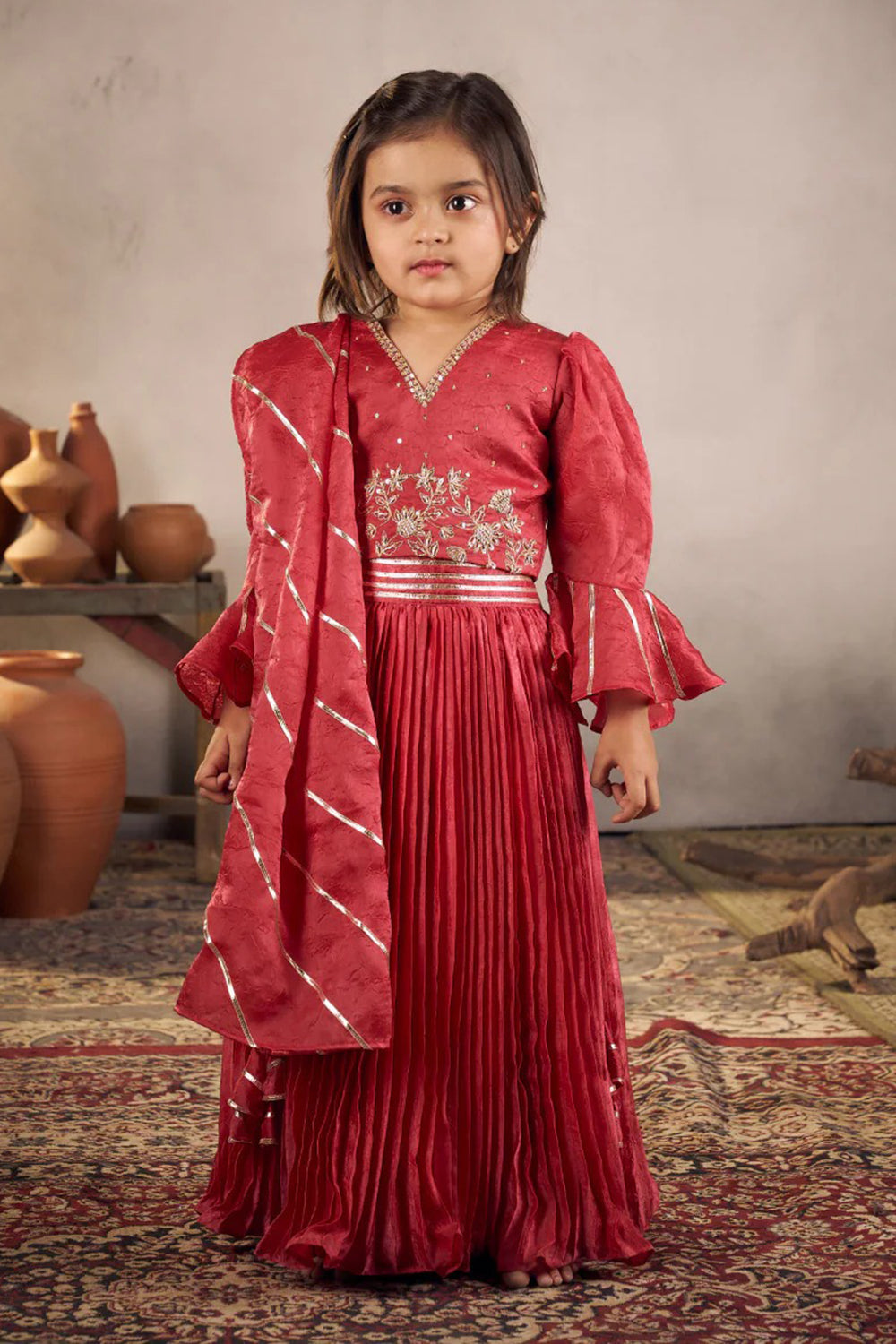 CHERRY RED LEHENGA SET