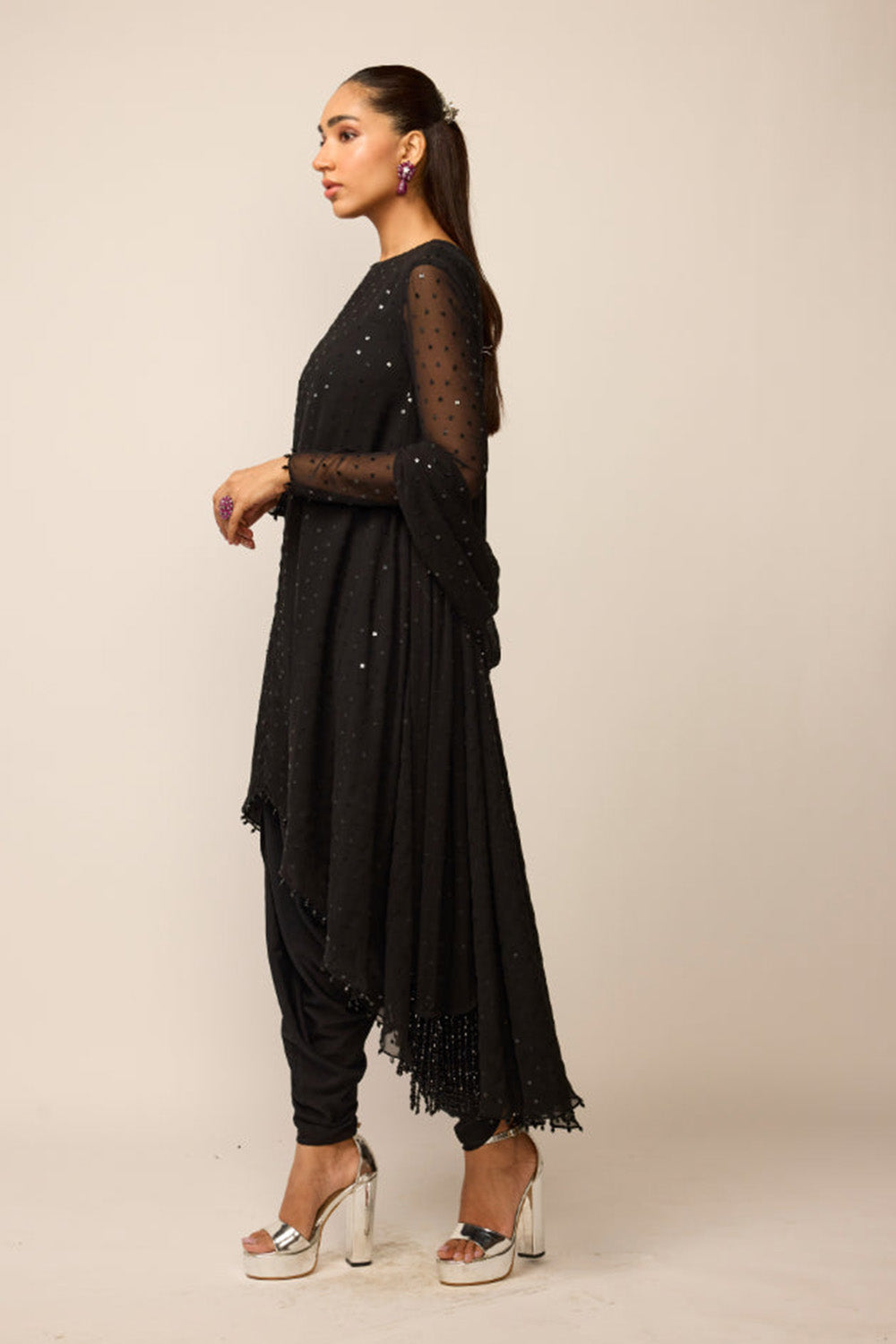 Black Georgette Kurta Set