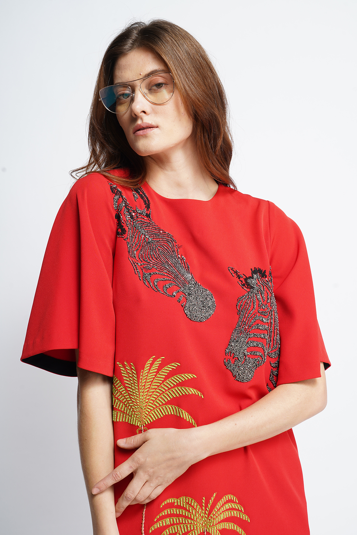 Zebra In The Jungle Mini Dress With Frill Sleeves