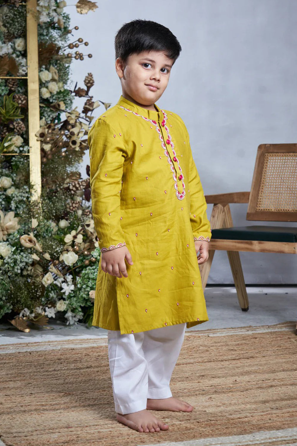 YELLOW PINK KURTA SET