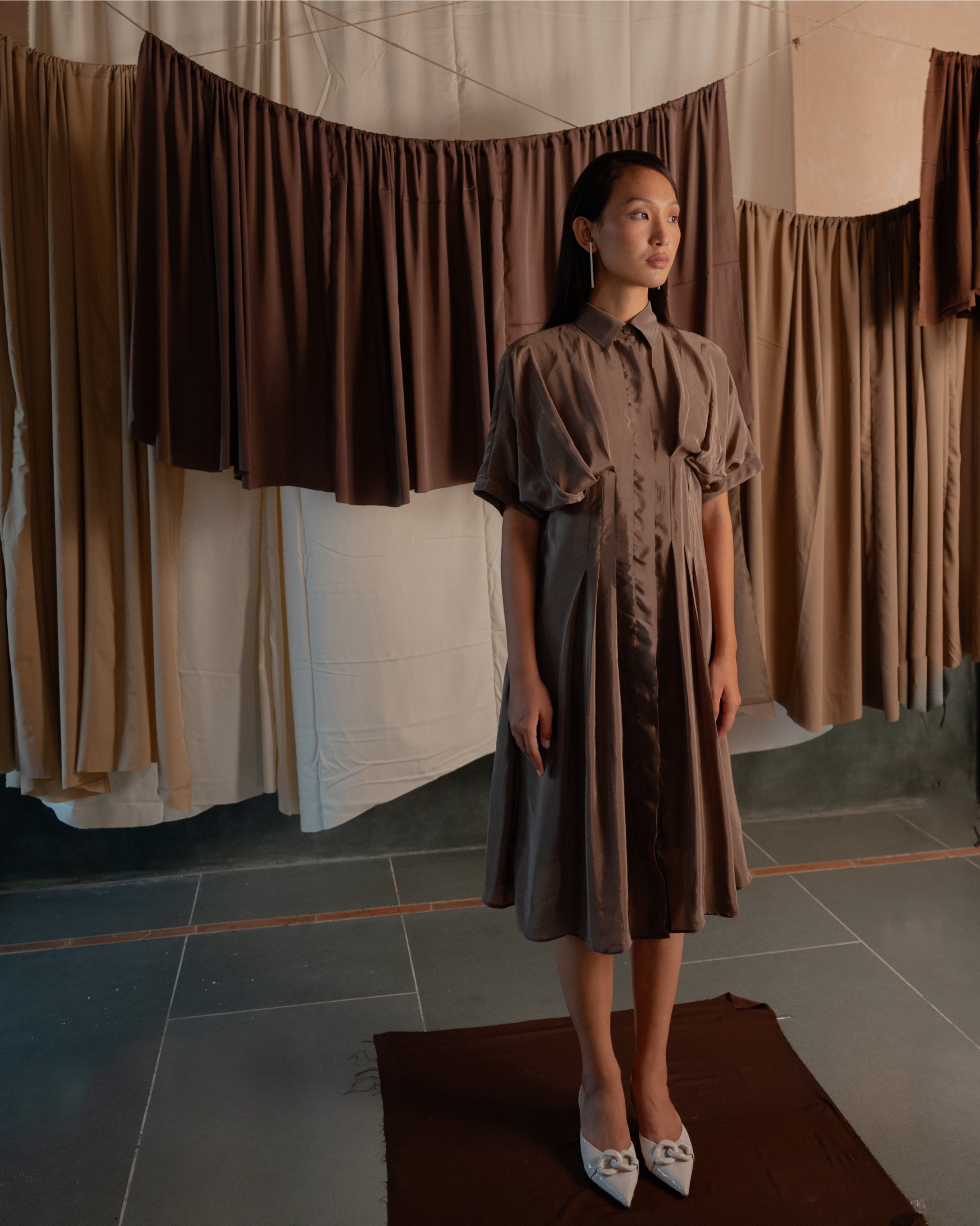 Pleated Shirt Dress