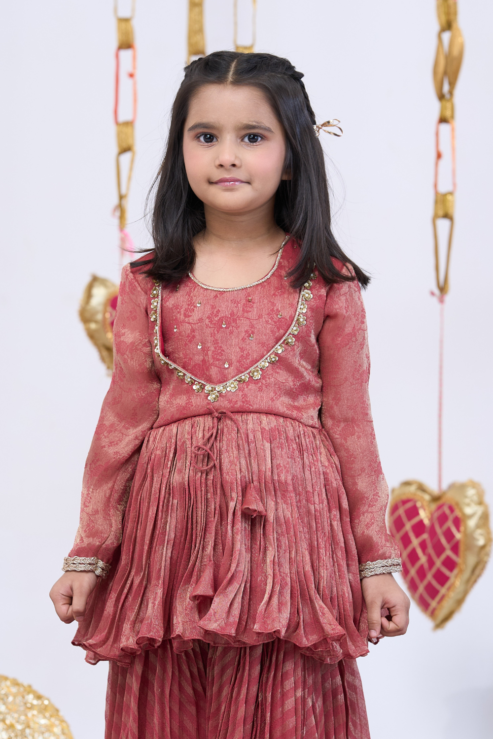 RUST DOUBLE YOKE SHARARA SET