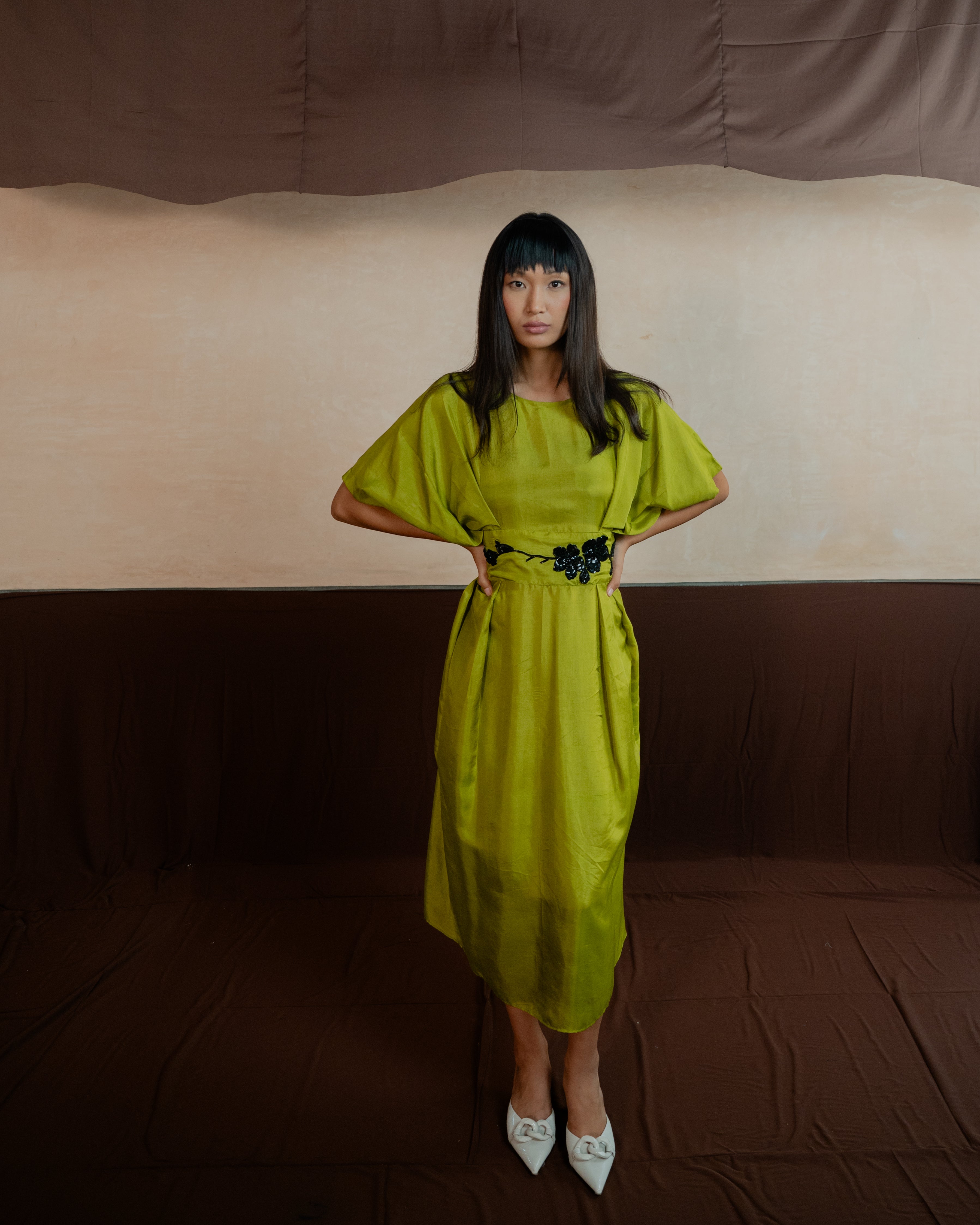 Pleated Dress with Belt