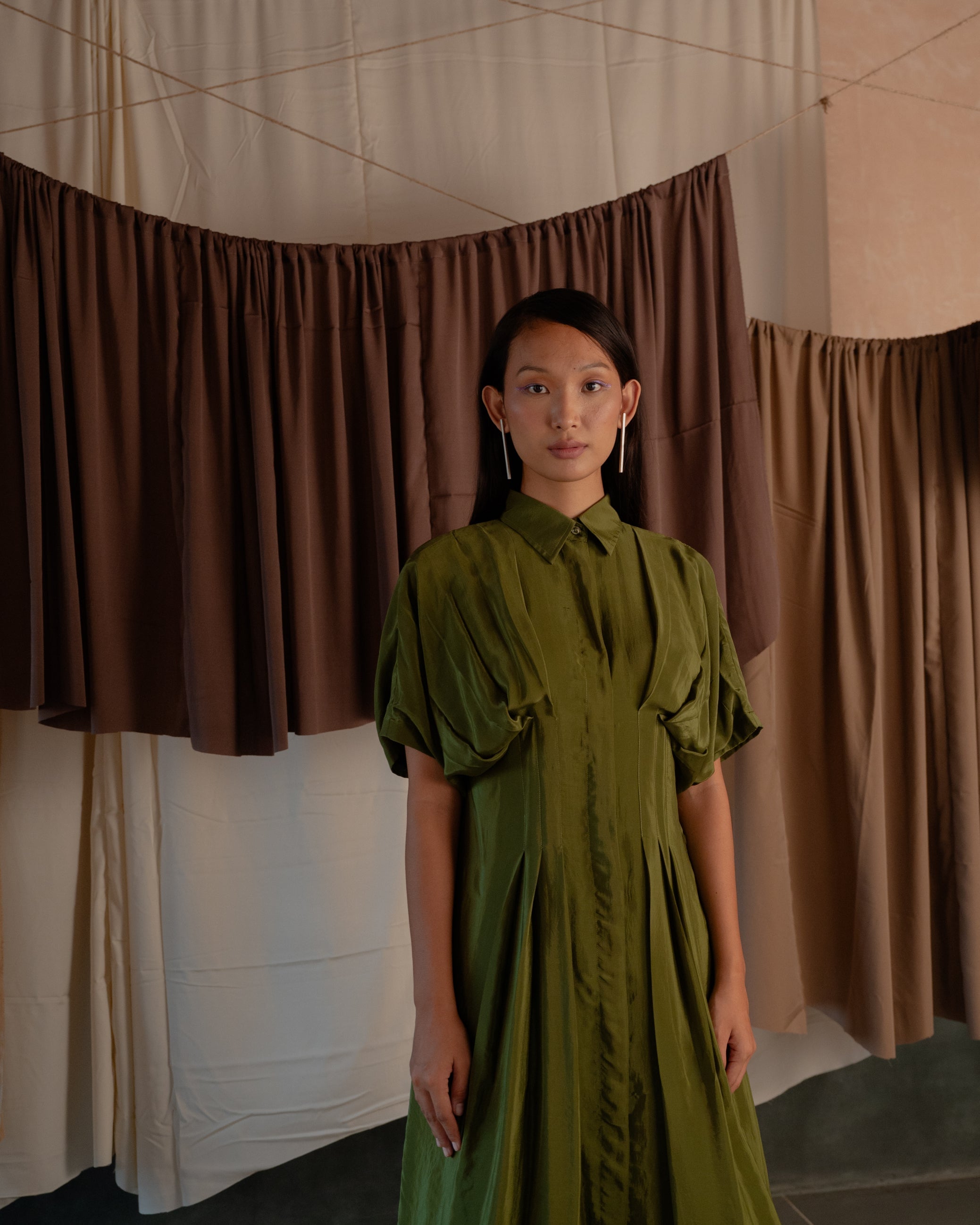 Pleated Shirt Dress