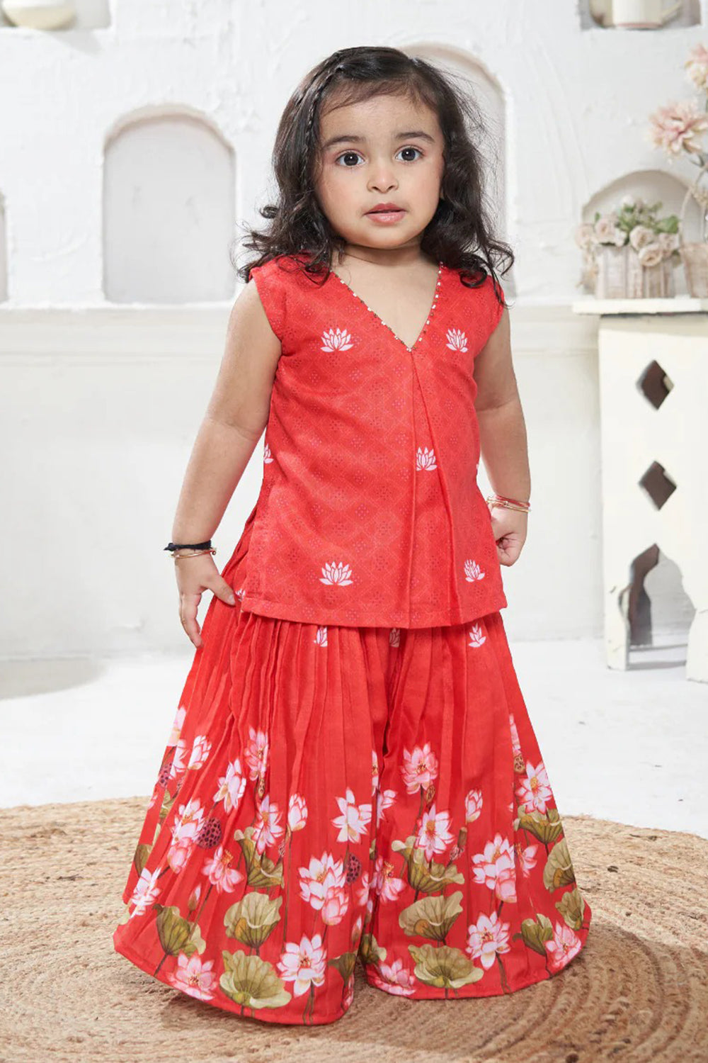 RED PICHWAI SHARARA SET