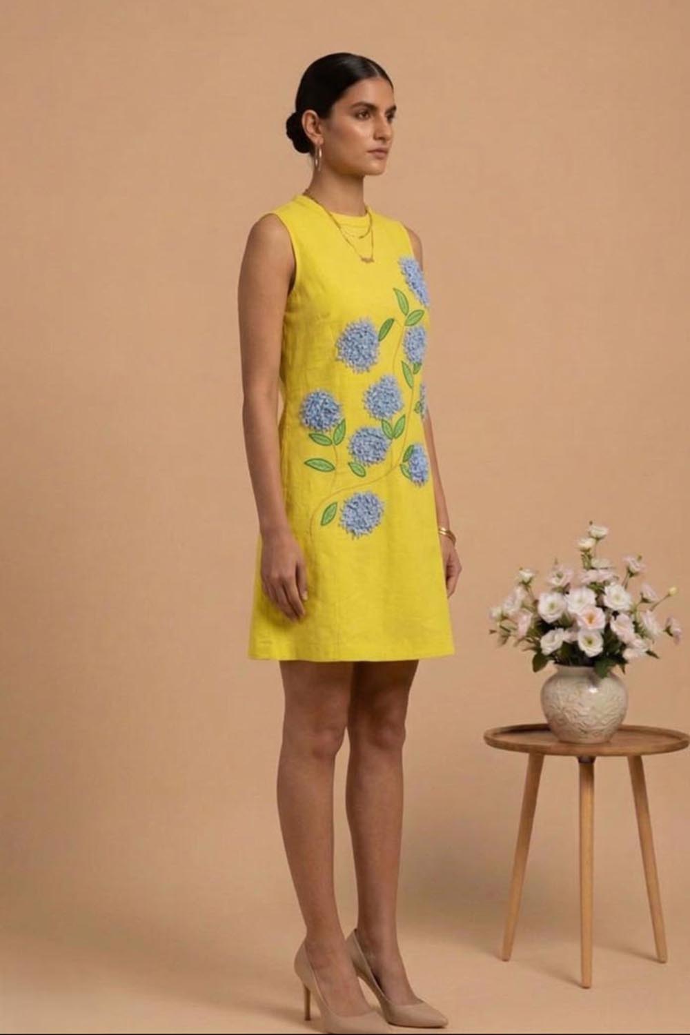 THETAA Lumina -Hand-Embroidered Poplin Floral Dress Set