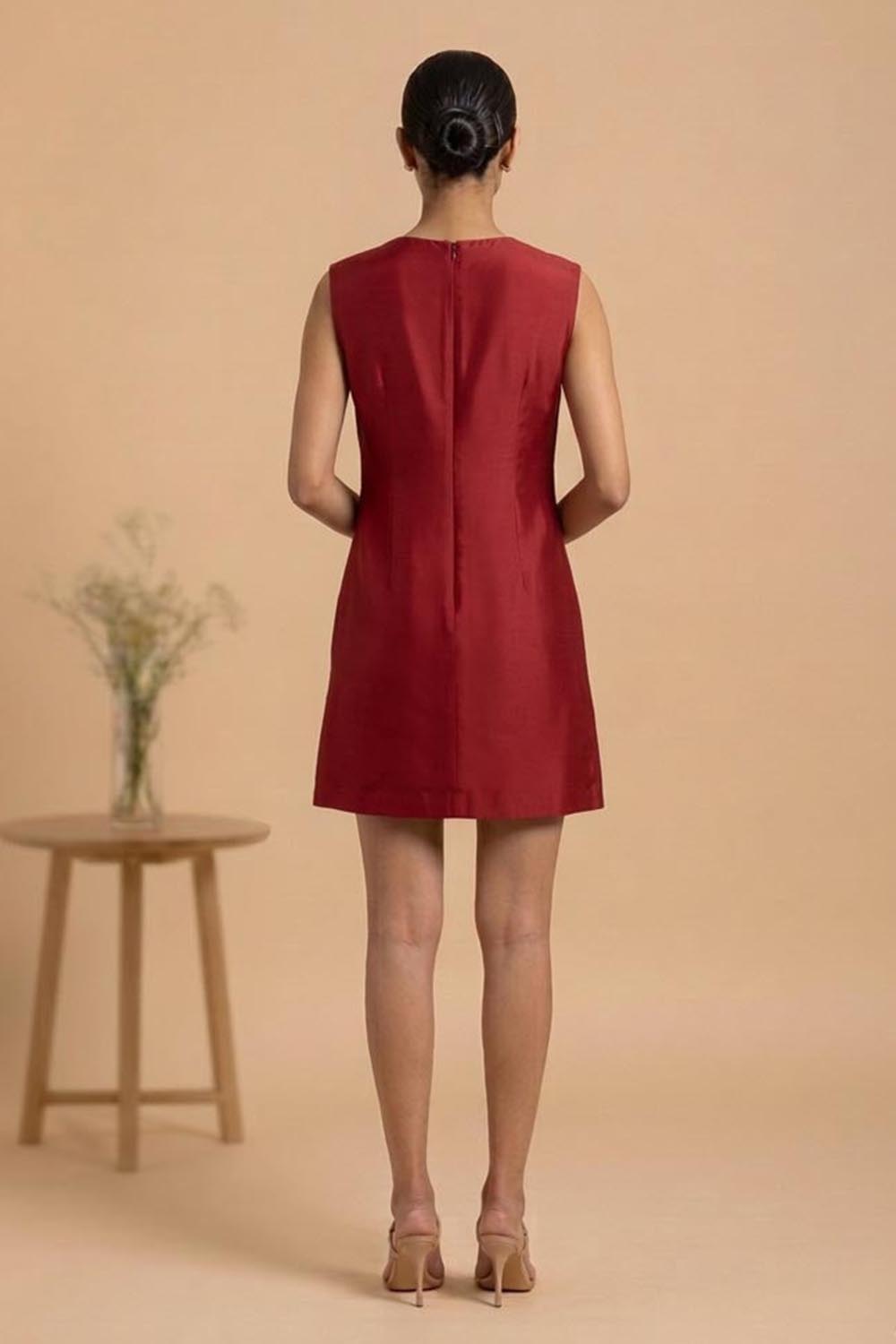 THETAA Liora -Hand-Embroidered Chanderi Cotton Dress