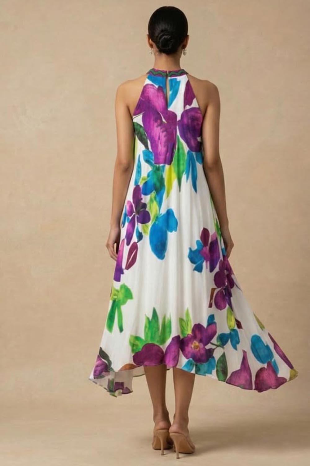 THETAA Isla -Embroidered Silk Shantoon Dress