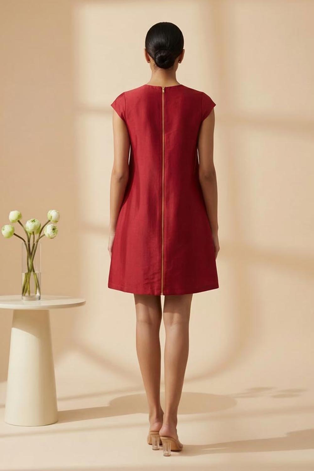 THETAA Sera -Embroidered Chanderi Cotton Dress