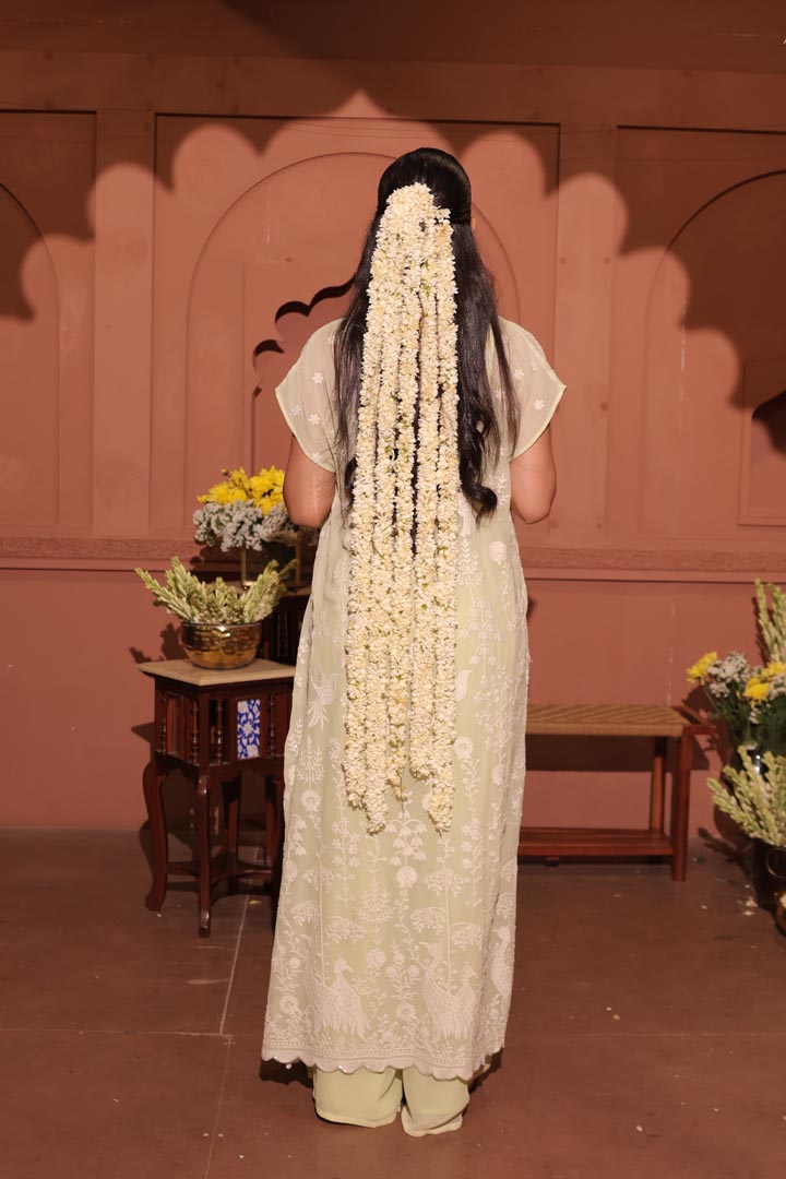 Mint Whisper Embroidered Cape Set
